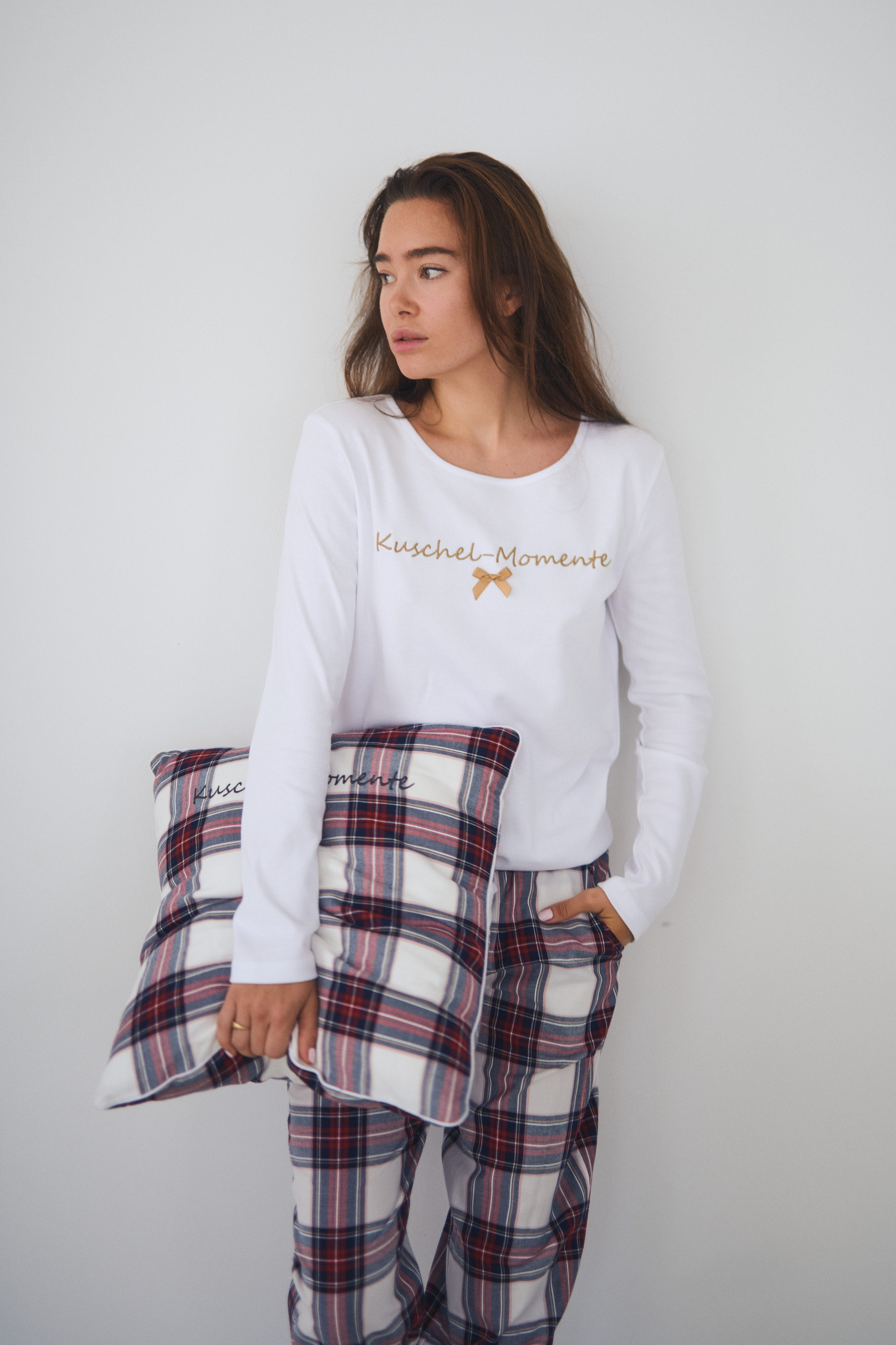Louis & Louisa Pyjama Louis & Louisa Damen Bündchen-Pyjama Skifahrerin/karo