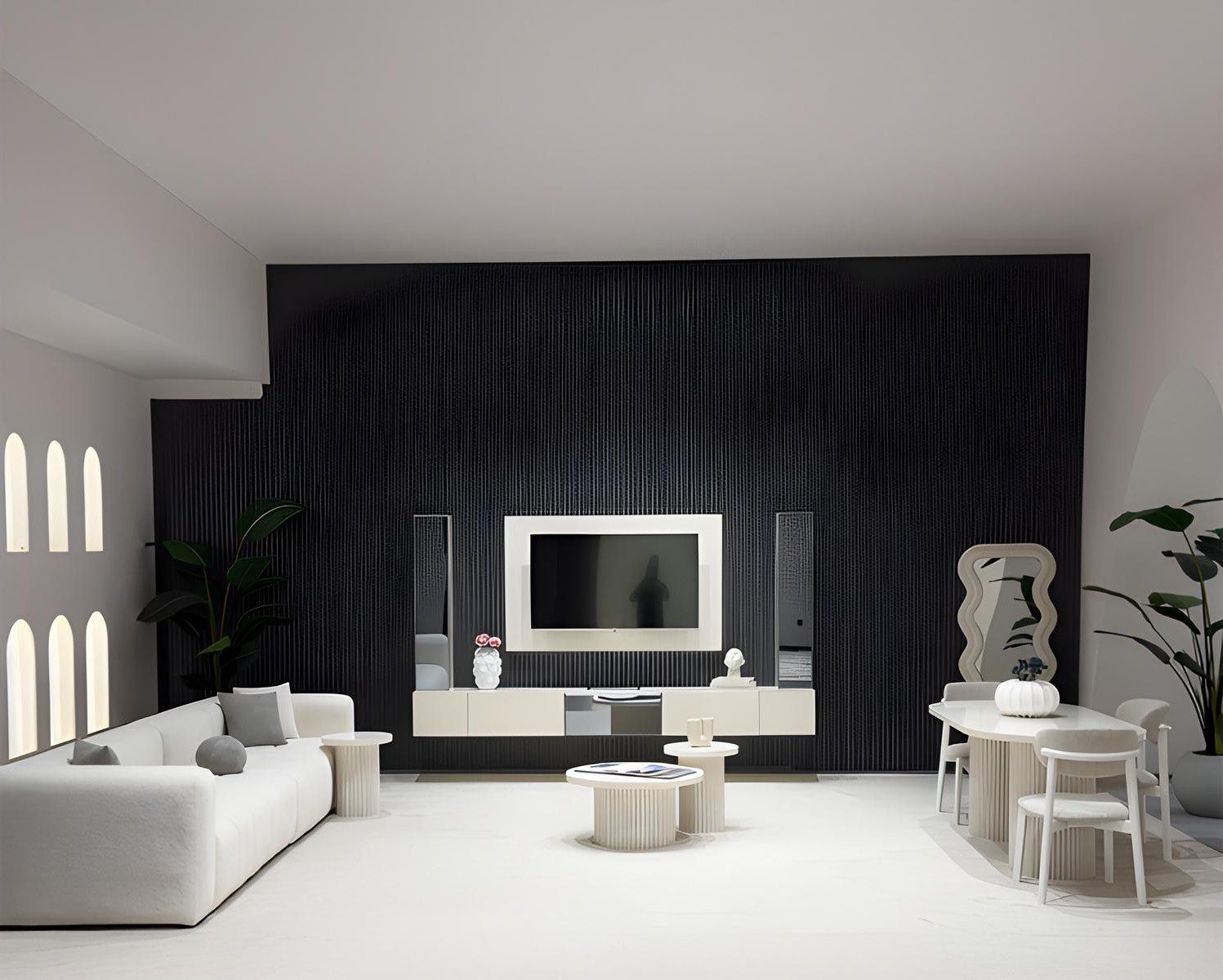 Xlmoebel TV-Schrank Elegante TV-Untereinheit in Weiß im modernen Design, 2er Set Made in Europa