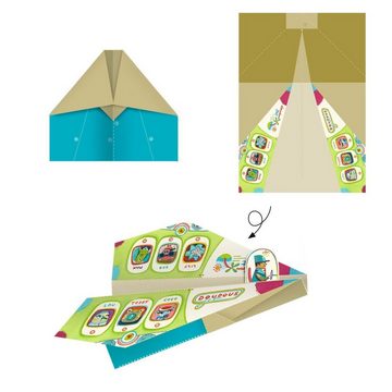 DJECO Kreativset Origami Papier Flugzeuge 20 bunte Fliegervorlagen Papierflieger