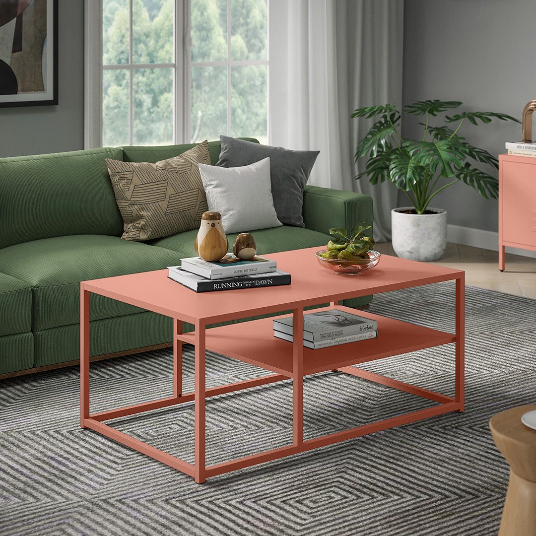 skølm Couchtisch Skadi aus Metall mit 2 Ablagen (Terrakotta), Wohnzimmertis günstig online kaufen