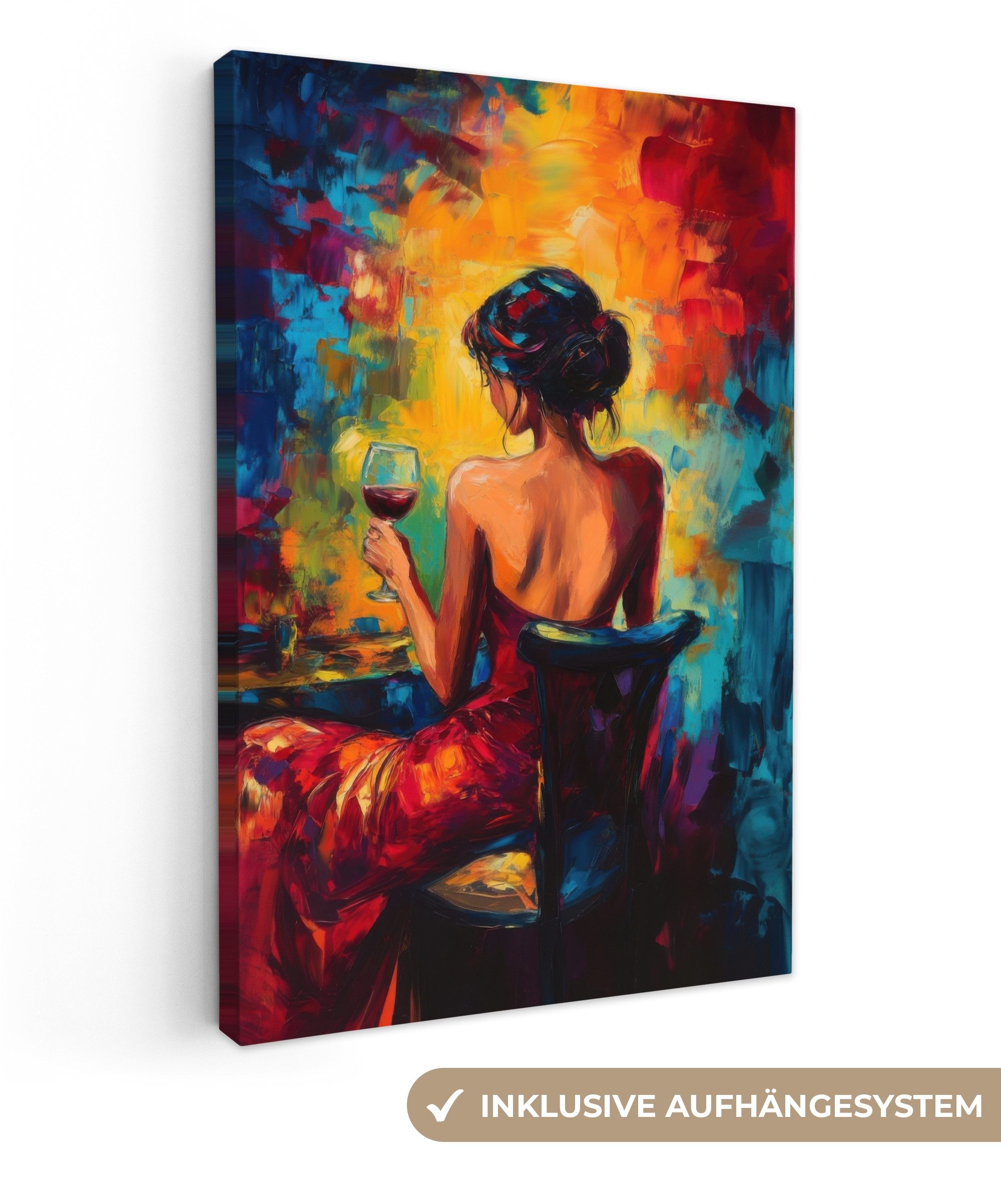 OneMillionCanvasses® Leinwandbild Wein - Frau - Stimmungsvoll - Farbenfroh, günstig online kaufen