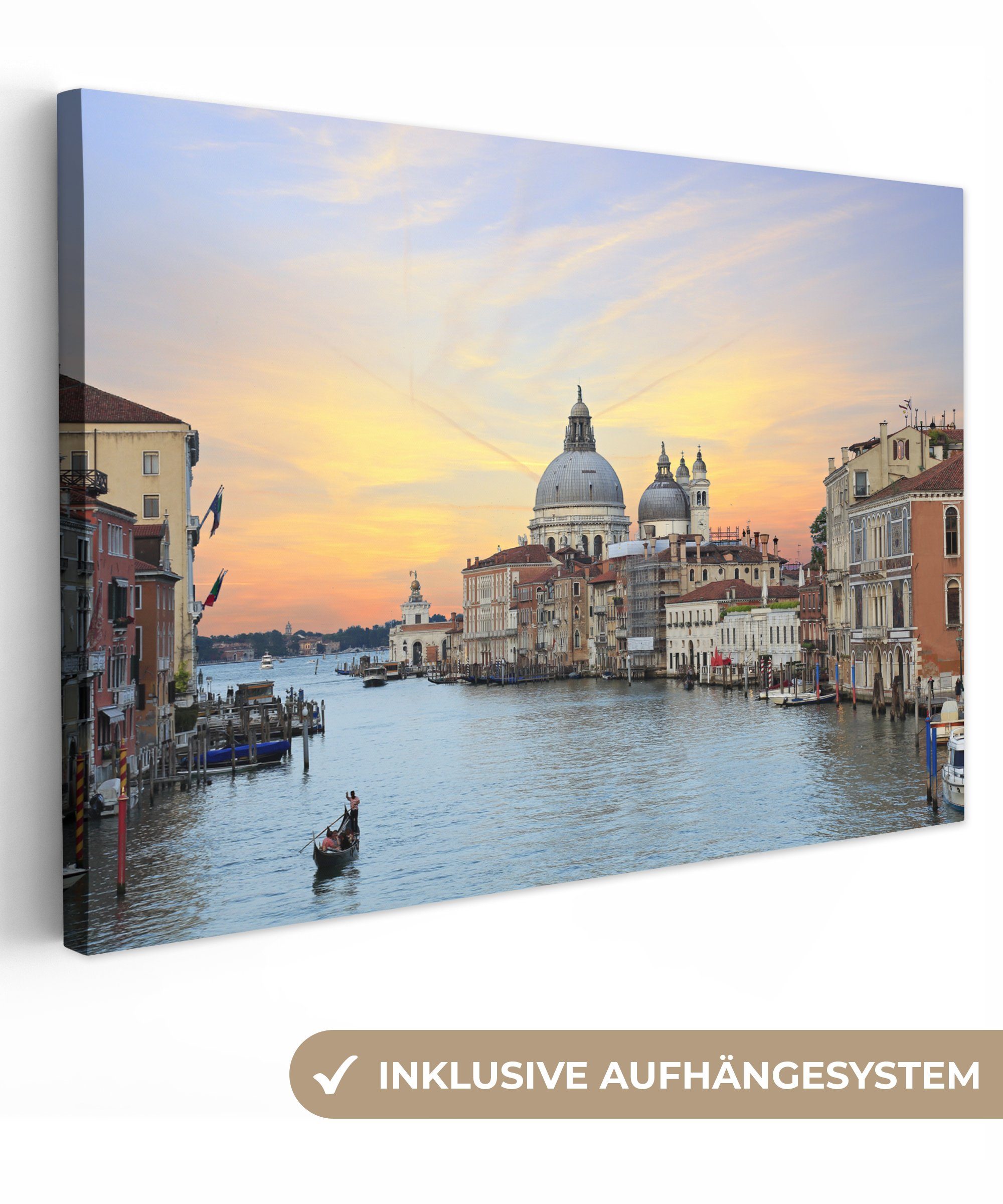 OneMillionCanvasses® Leinwandbild Italien - Sonnenuntergang - Venedig, (1 St), Wandbild Leinwandbilder, Aufhängefertig, Wanddeko, 30x20 cm