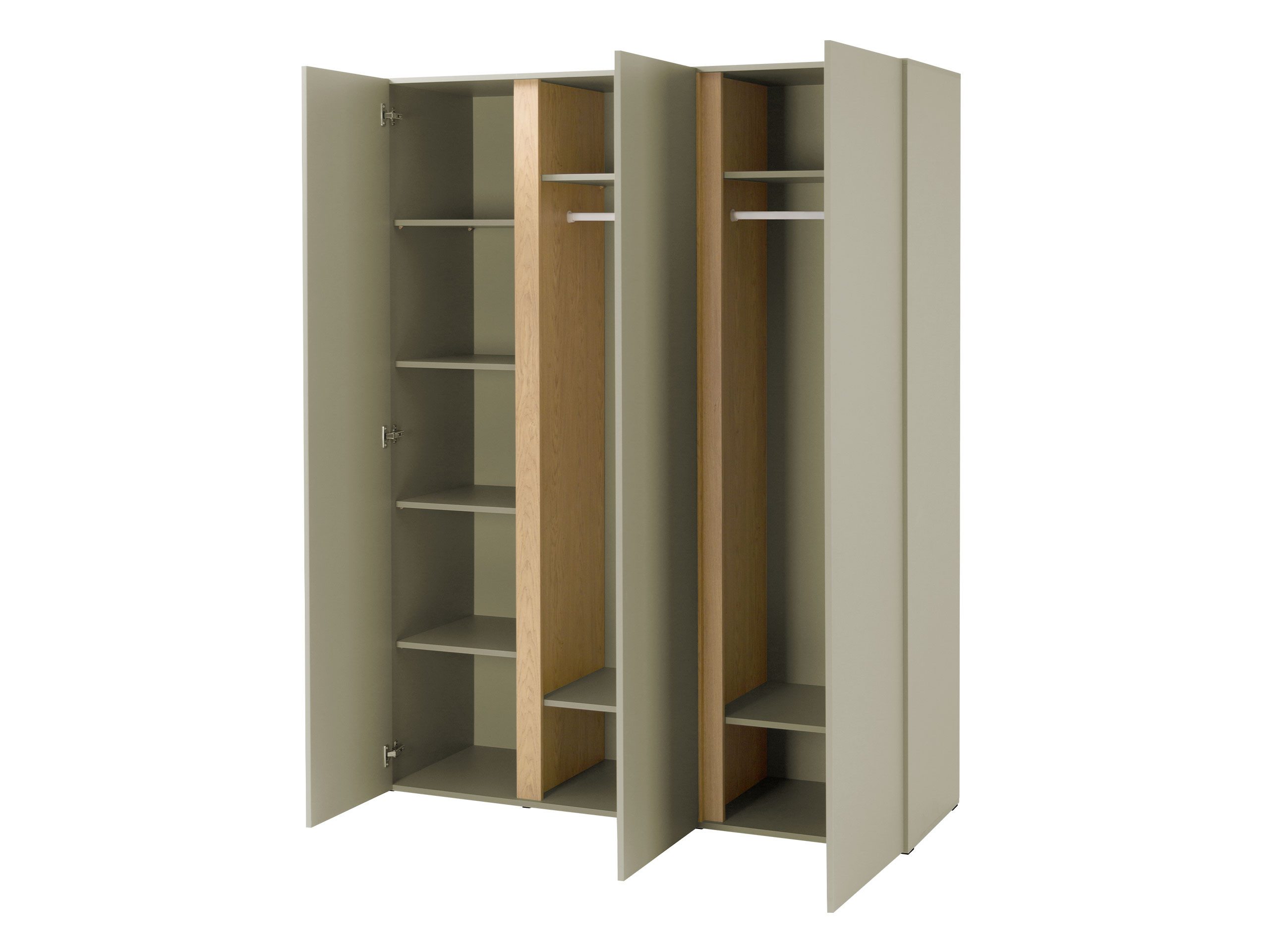 MIRJAN24 Kleiderschrank Luca LC01 (mit drei Drehtüren) zwei Kleiderstangen, 145x50x195 cm
