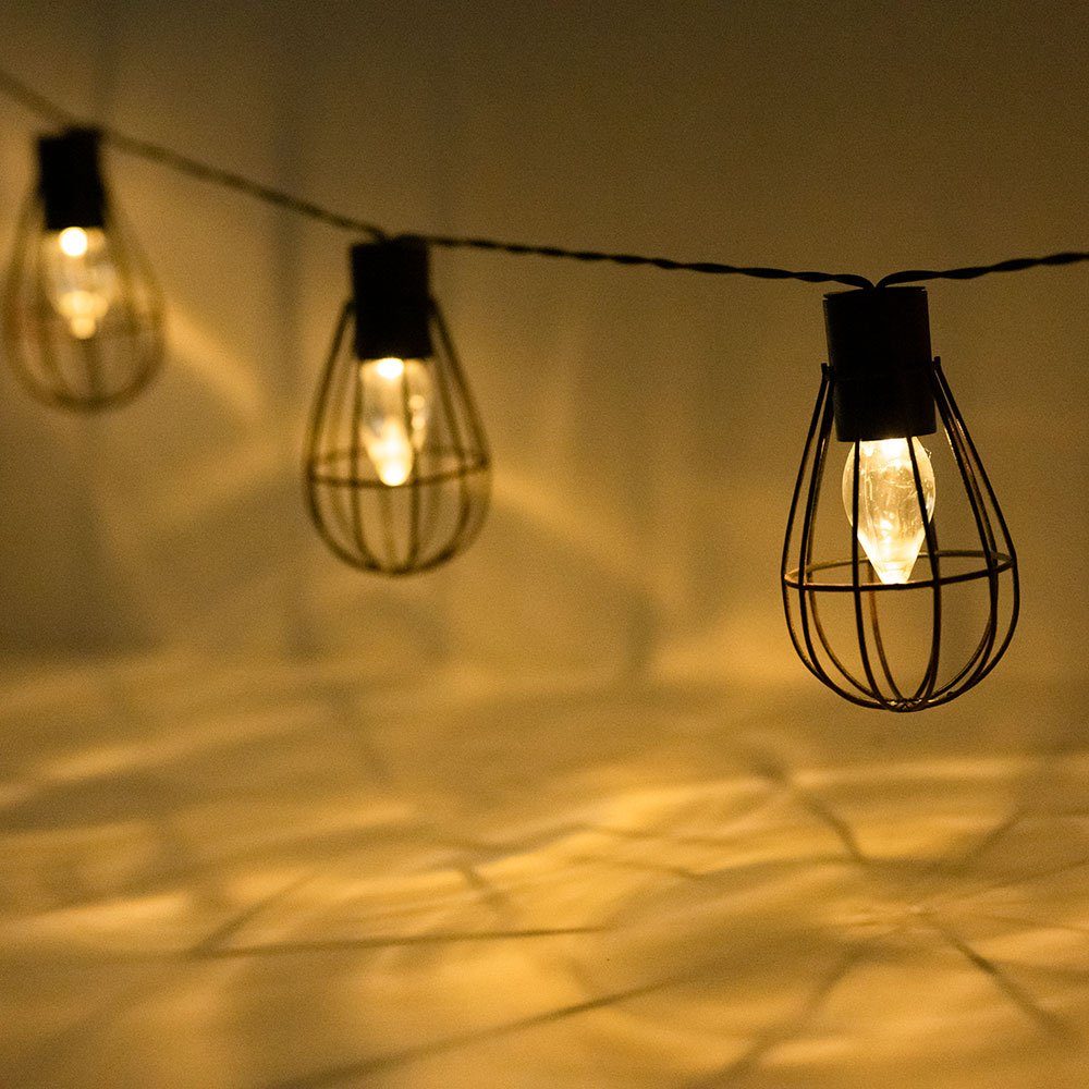 NOWA LED Solarleuchte, LED-Leuchtmittel fest verbaut, Warmweiß, Solar Lichterkette Aussen Solarlampe 10x LED Laternen Garten Retro