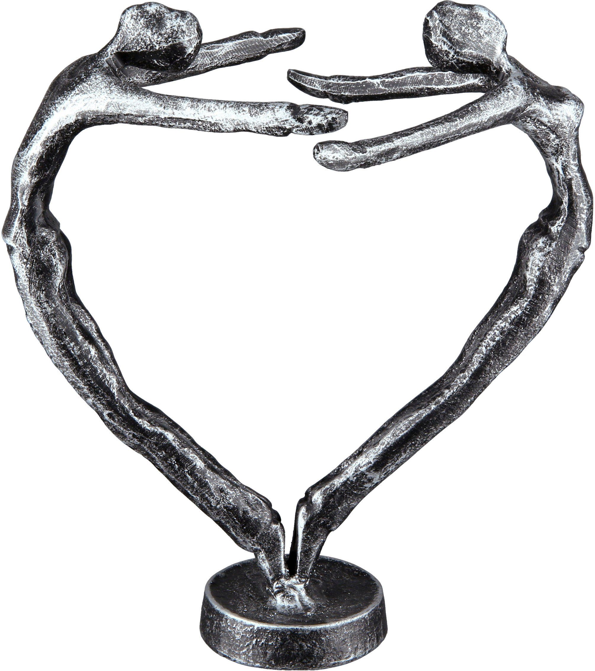 Casablanca by Gilde Dekofigur »Design Skulptur In Love, silber« (1 Stück), Dekoobjekt, aus Metall, Höhe 15 cm, Herz Form, antikfinish, Wohnzimmer-Otto