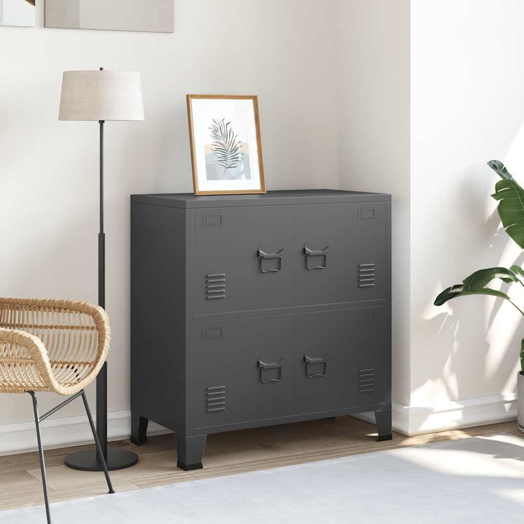 furnicato Spind Aufbewahrungstruhe Industrial Anthrazit 75x40x80 cm Stahl (1-St)