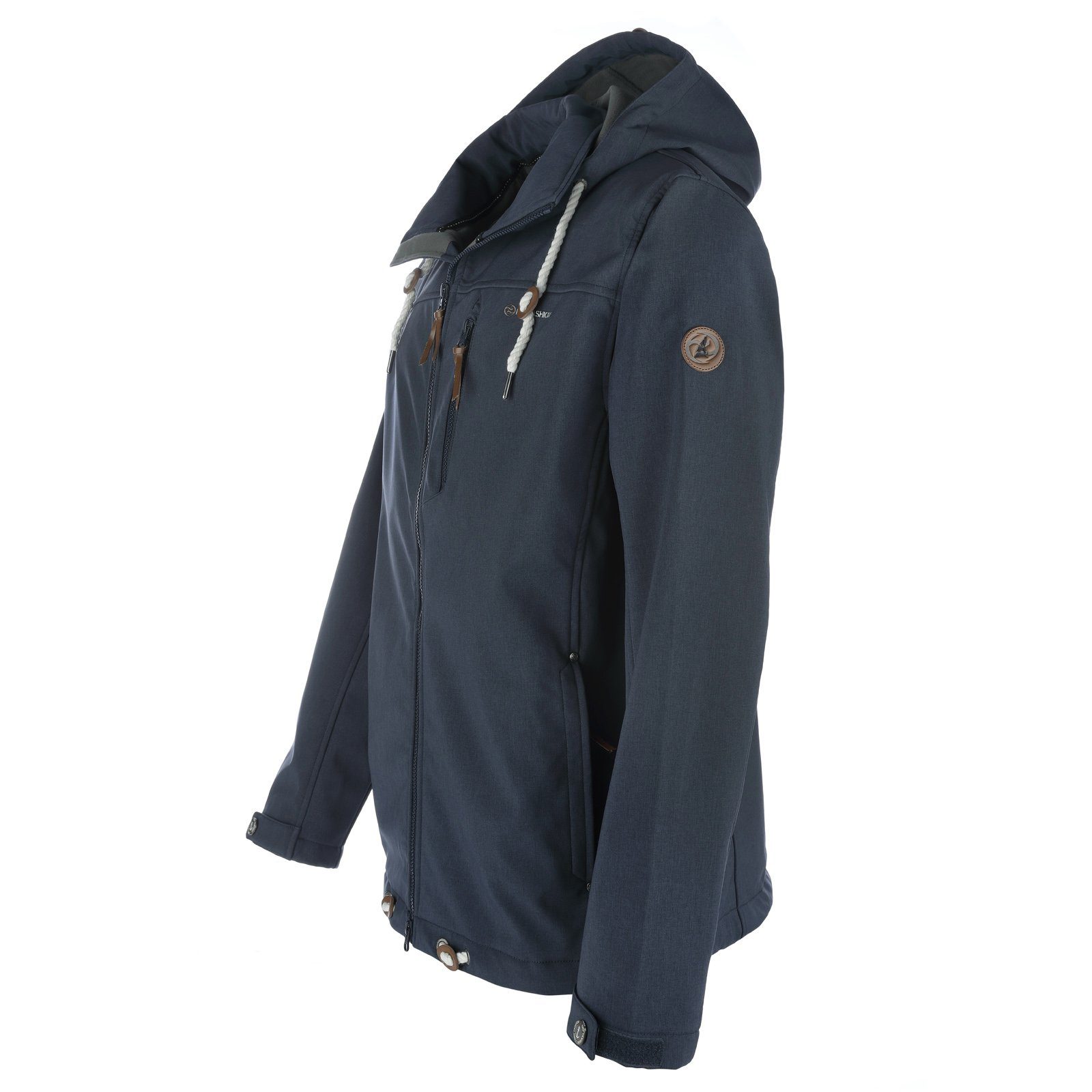Dry Fashion Softshelljacke Heiligenhafen Herren Jacke Outdoor-Jacke Softshell Fleece-Futter Atmungsaktiv, Verstellbare & abnehmbare Kapuze, 2-Wege-Reißverschluss