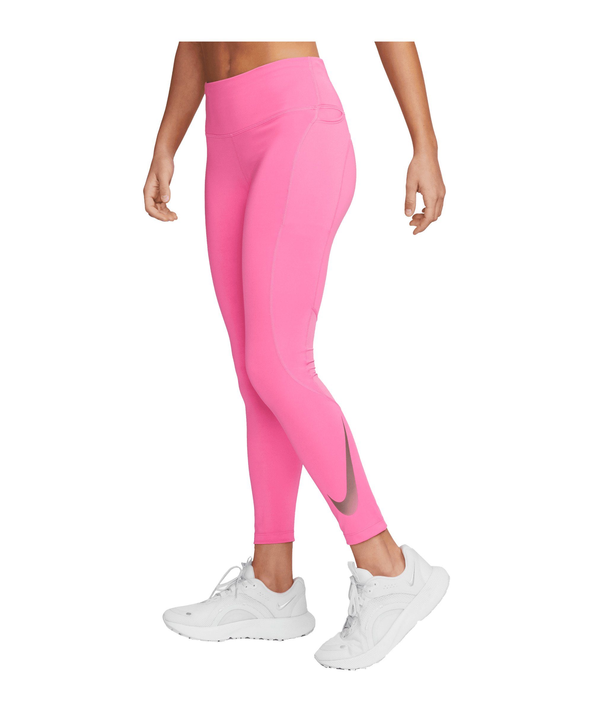 Nike Leggings Damen 7/8 pinksilber Laufhose Mid-Rise Fast