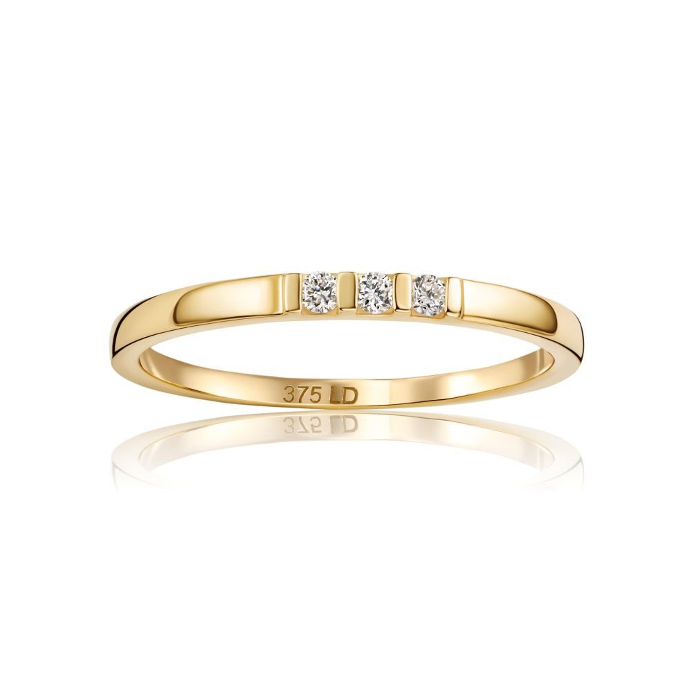 Miore Diamantring Trilogy für Damen in 9K (375) Gelbgold mit 3 Diamanten ges. 0,05 ct, in Stangenfassung - Echtgold