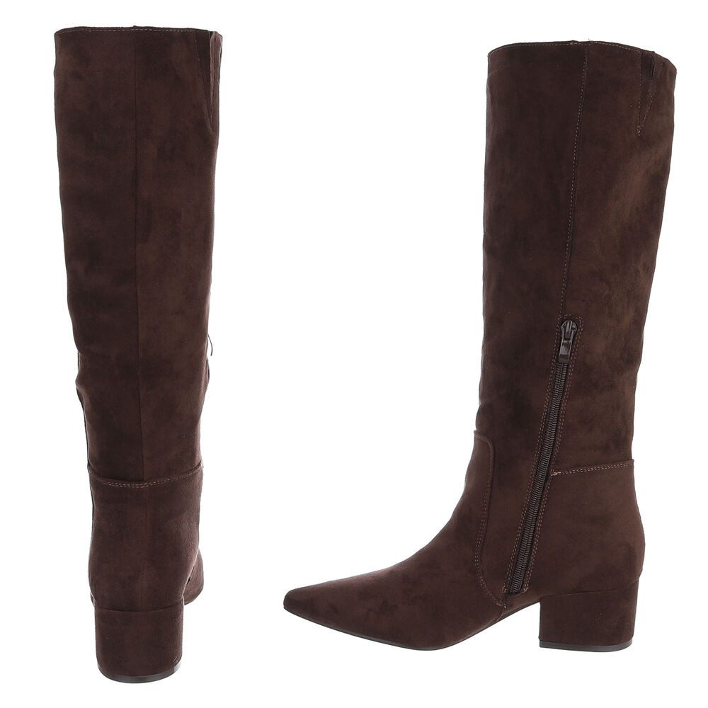 Ital-Design Damen Langschaftstiefel mit Blockabsatz und spitzer Form Stiefel (92214402) Blockabsatz Stiefel in Braun – Bild 5 von 5