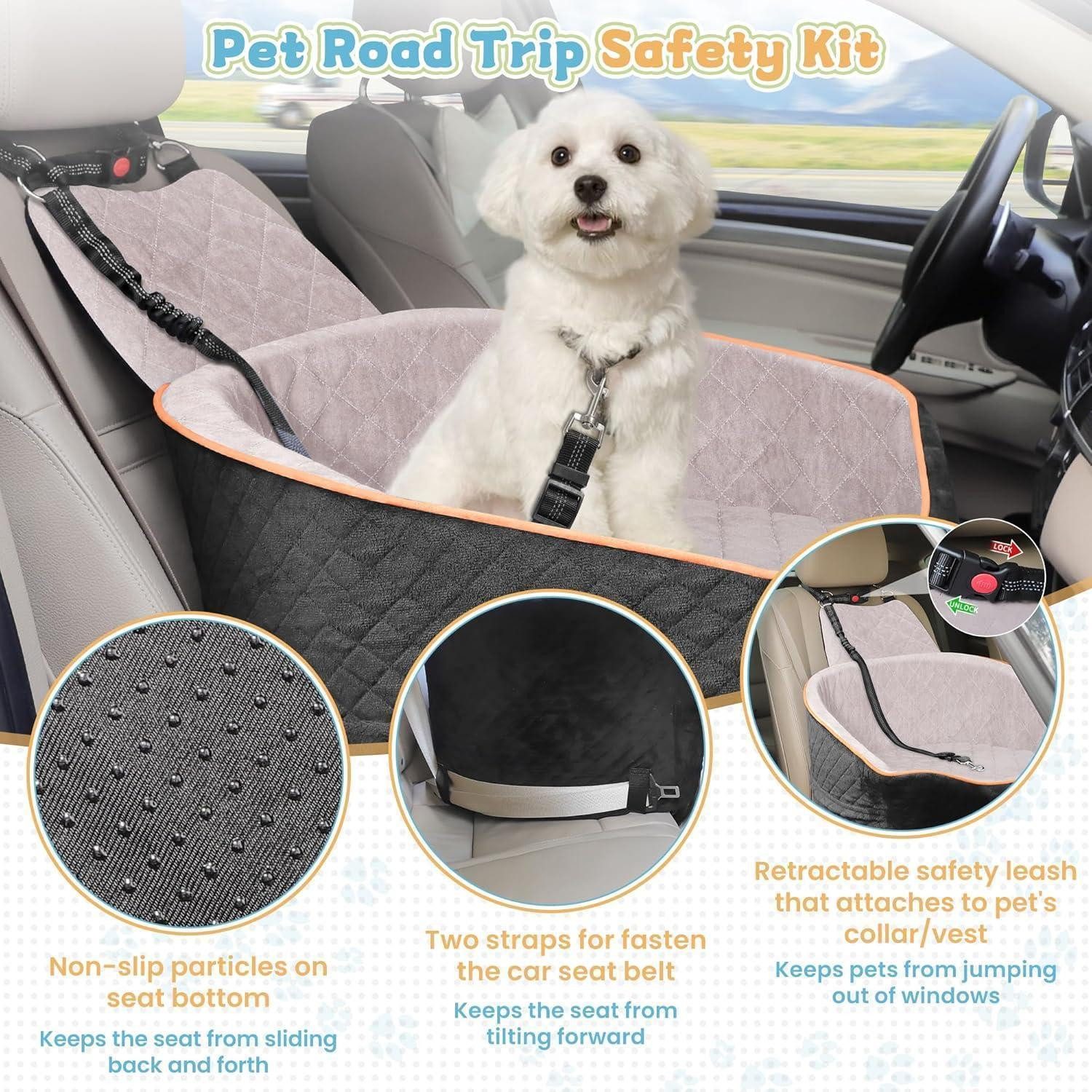 LuxusKollektion Hunde-Autositz Hundesitz Auto bis 16 kg, waschbar, höhenverstellbar, mit Gurt – Bild 3 von 5
