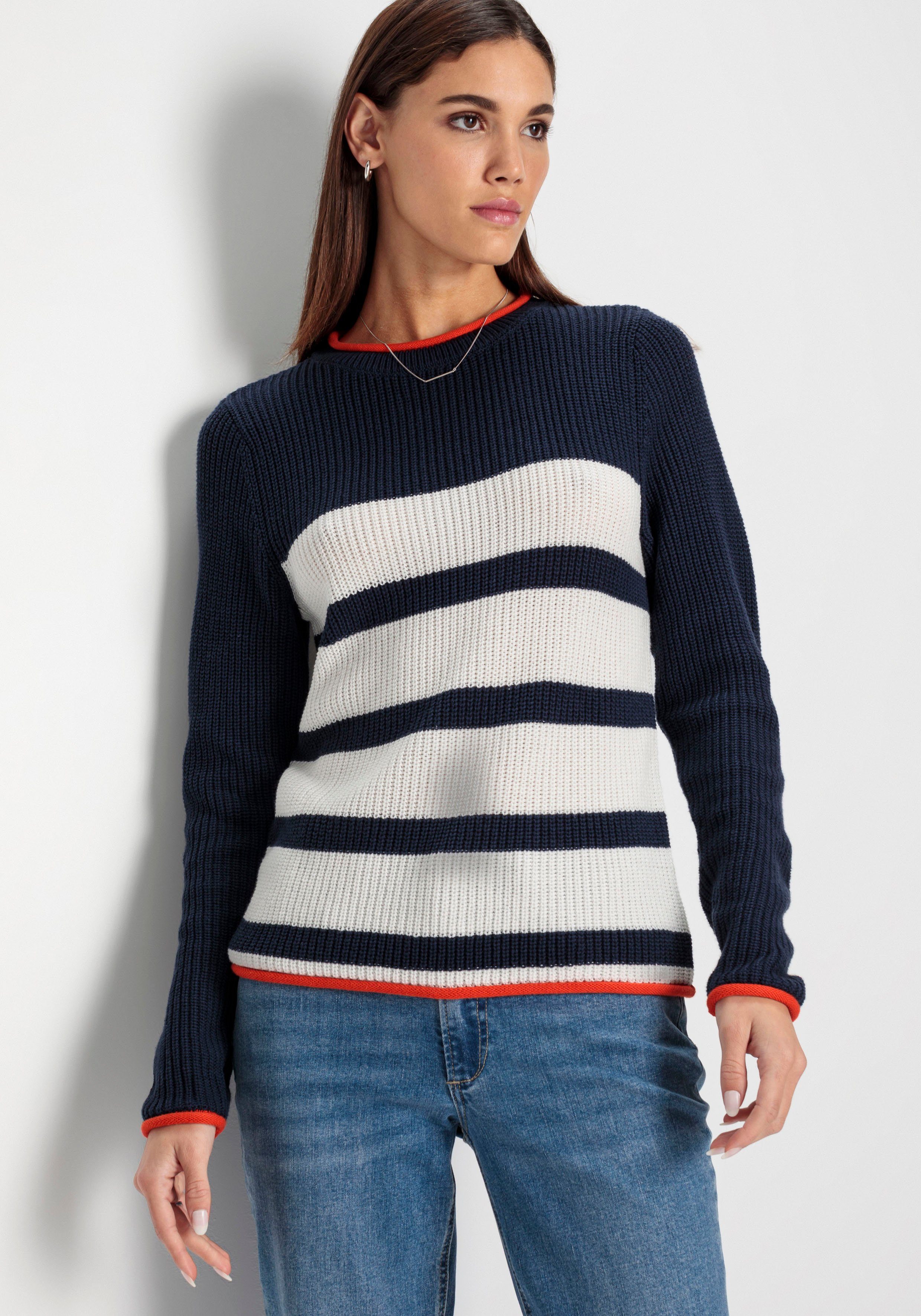 HECHTER PARIS Streifenpullover mit Kontrastkante günstig online kaufen