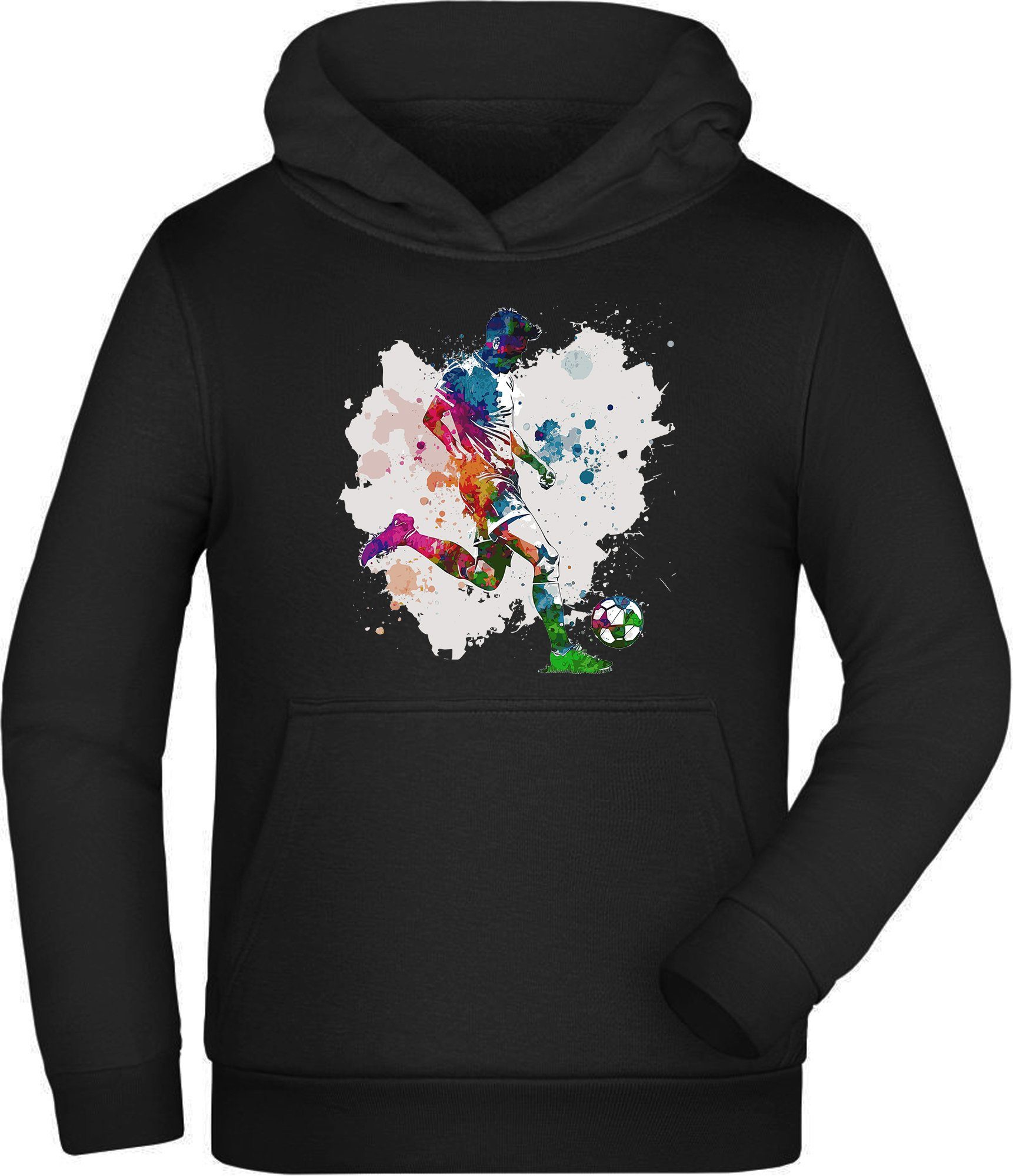 Hoodie Kinder Kapuzen Sweatshirt - Fußball Hoodie Fussballer in Ölfarben