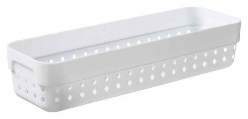 Aufbewahrungsbox SEOUL, B 24 cm x T 8 cm, Weiß, Diamant-Design, (1 St), Kunststoff