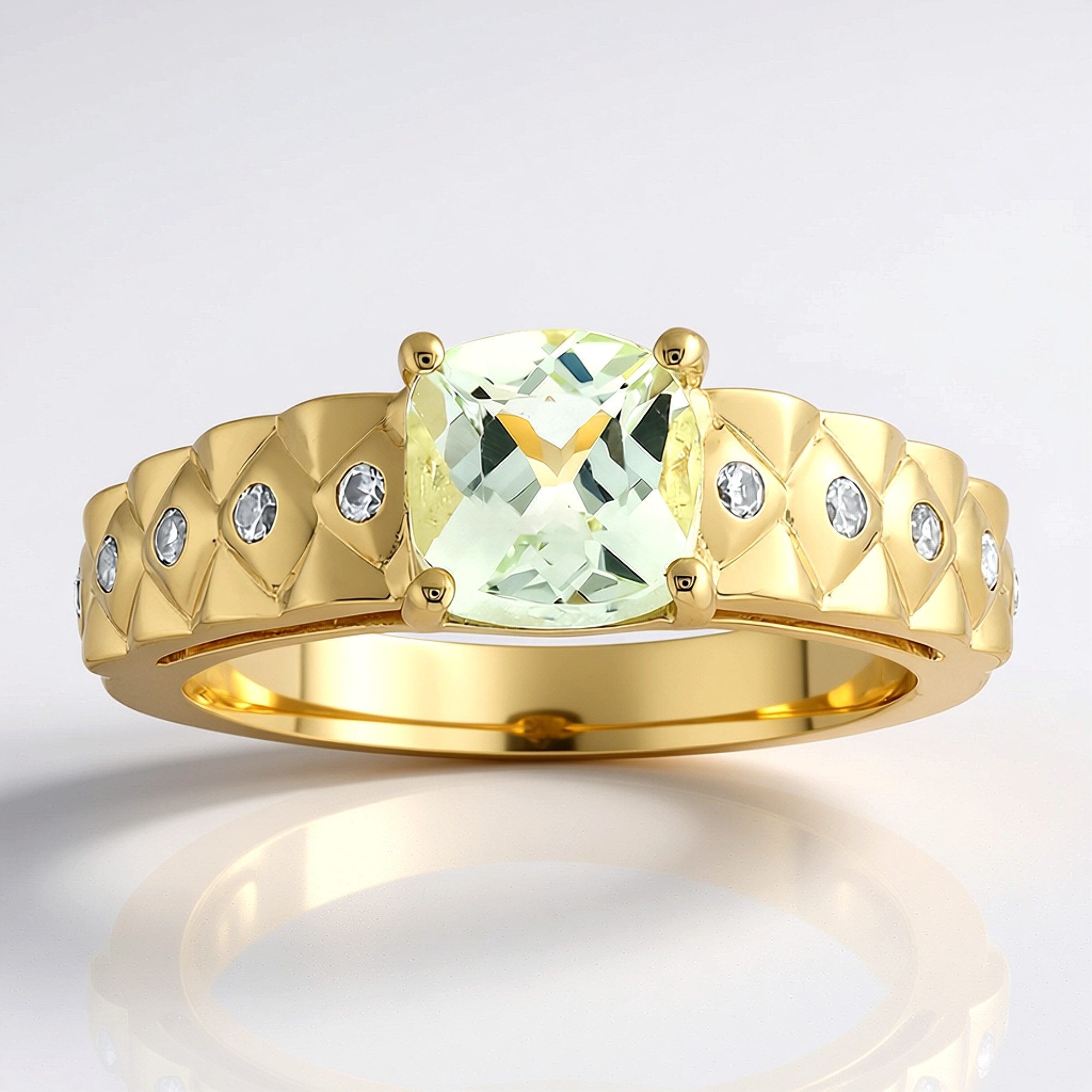 Cavill Goldring Grüner Beryll-Goldring, Brasilien, 1,275 Karat (1-tlg)