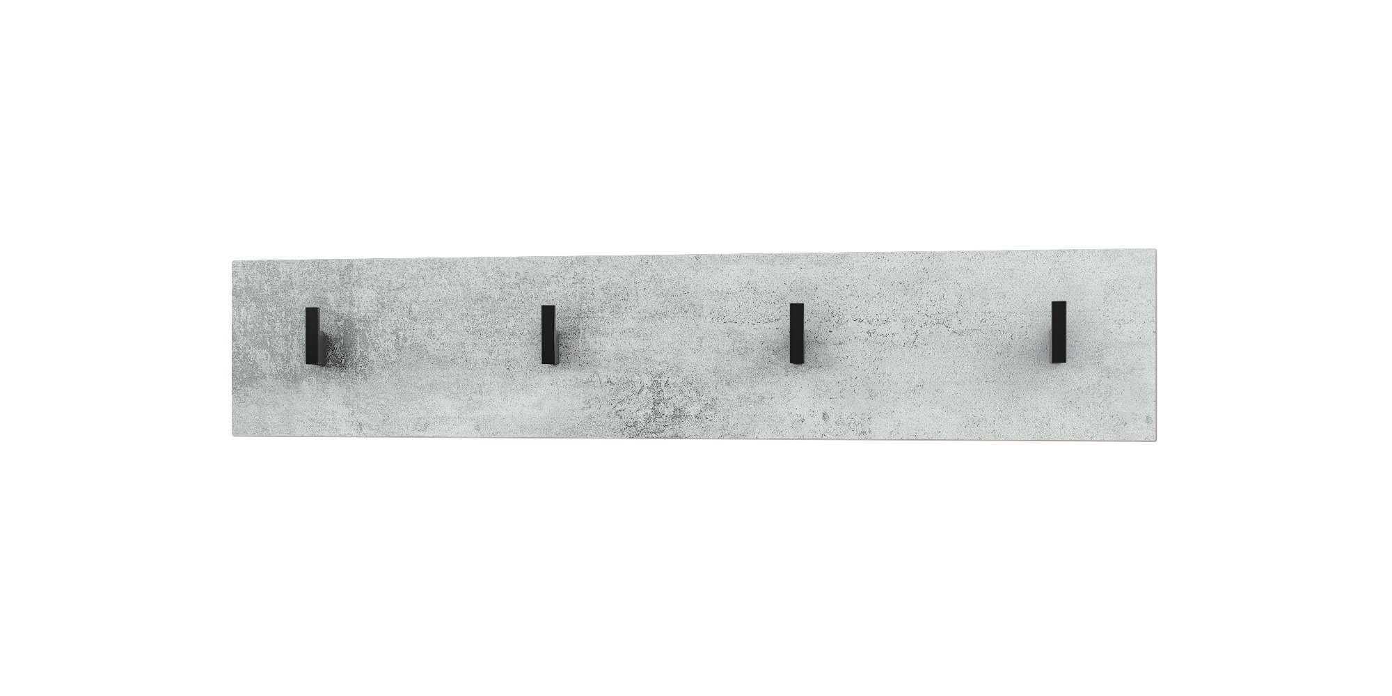 Vladon Шафиpaneel Linea (Wandgarderobe, mit 4 Kleiderhaken), Beton Oxid Optik (72 x 14,5 x 3,5 cm)