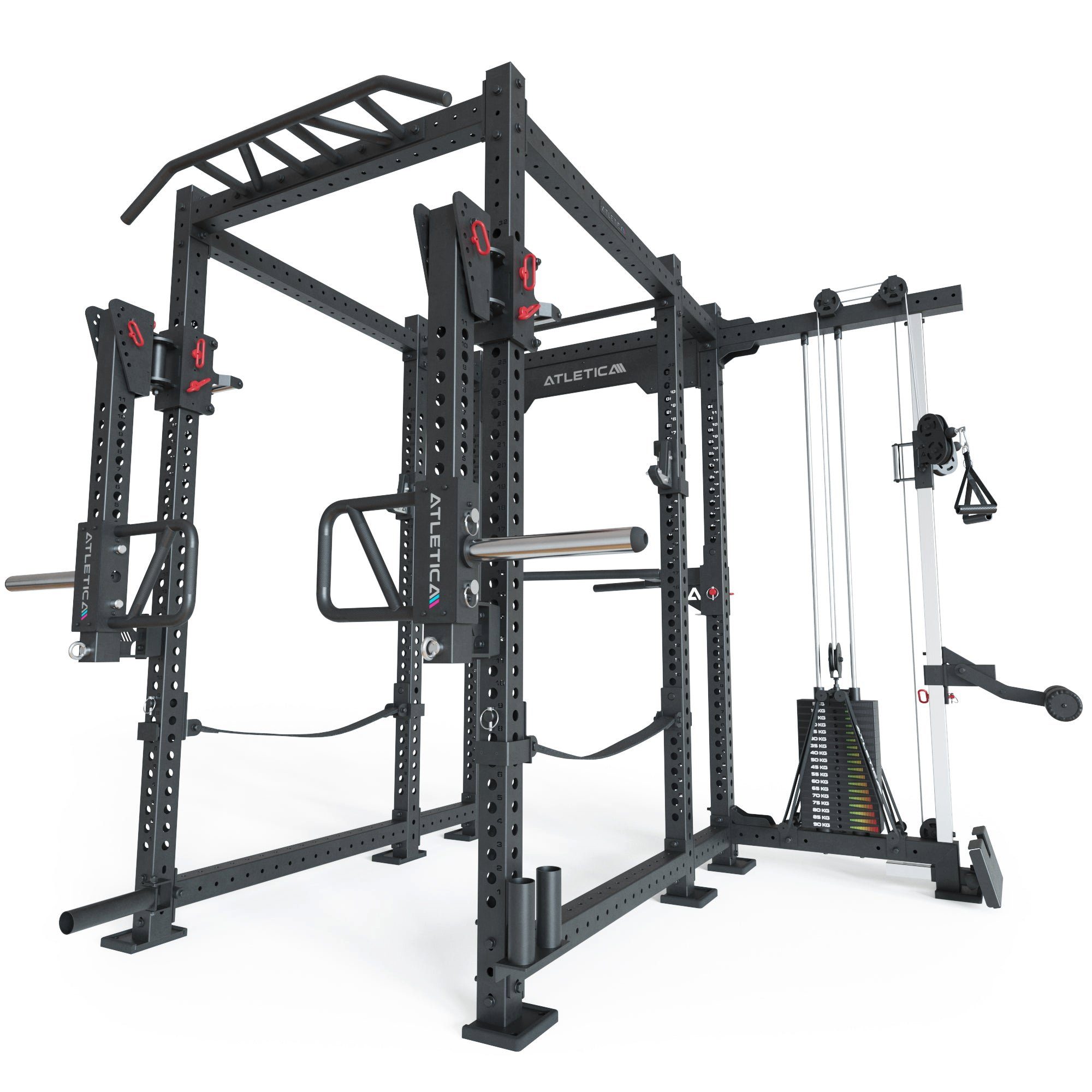 ATLETICA Power Rack R8-Sentinel PRO Power Rack Cable Rack mit 90 kg Stack