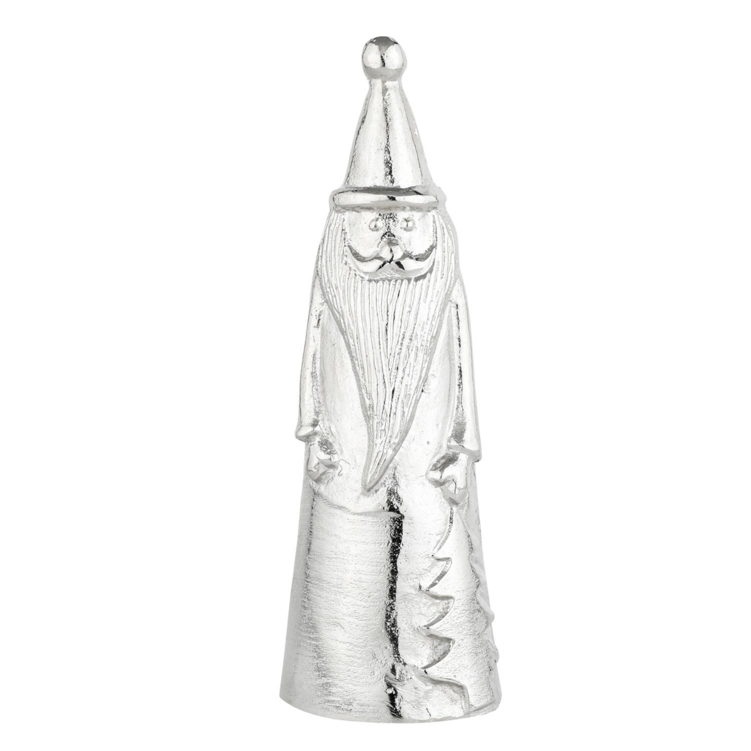 Marrakesch Orient & Mediterran Interior Weihnachtsmann Dekofigur Santa im Boho-Stil, aus Aluminium gefertigt, in Silber 27 cm (1 St), Handarbeit