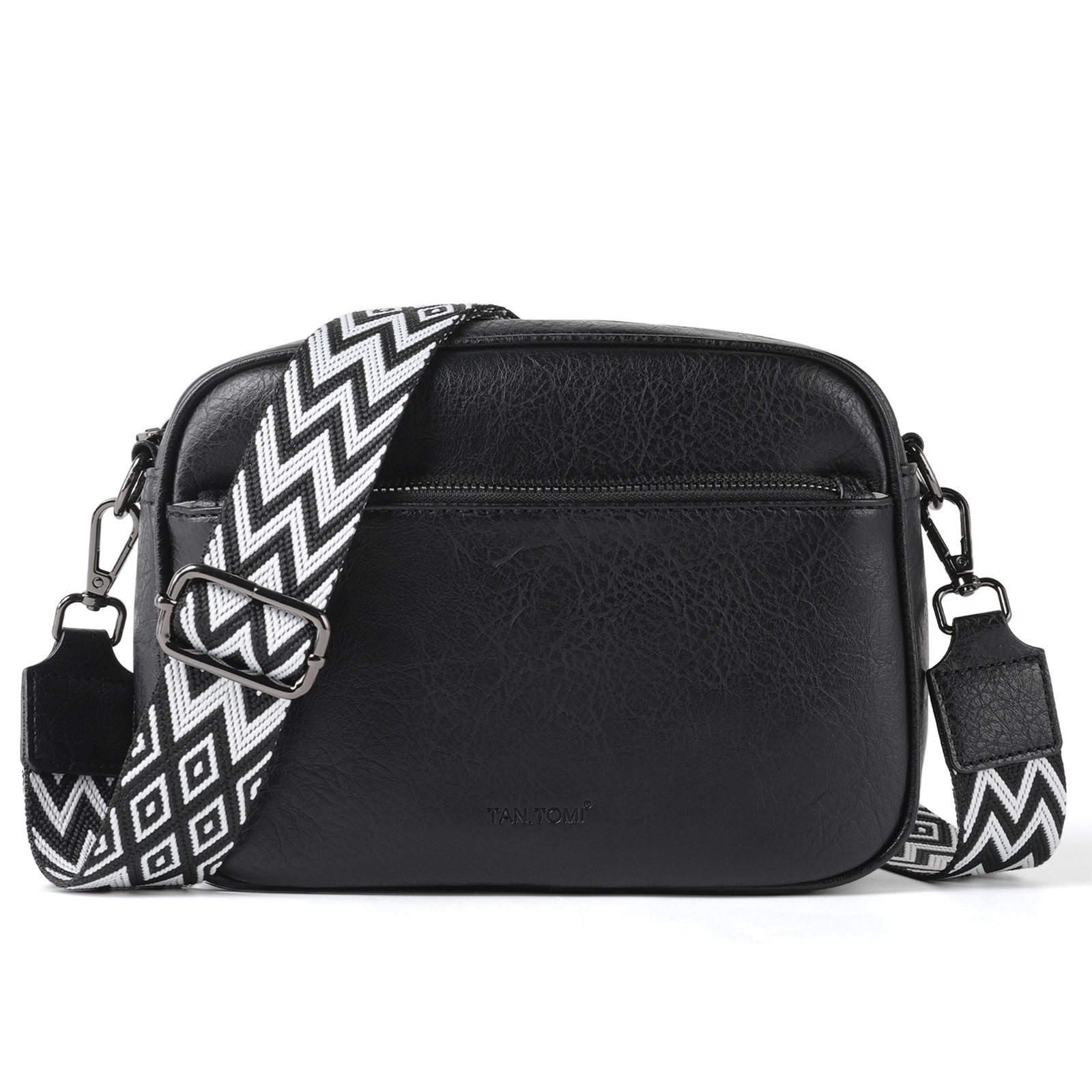 TAN.TOMI Umhängetasche Damen Handy Schultertasche, Kunstleder Crossbody Umhängetasche (Drei Reißverschlussfächern mit Verstellbar Abnehmbar Schultergurt), Breiter Riemen Abendtasche