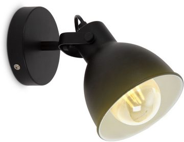 B.K.Licht Wandleuchte Design-Spotleuchte, Metall, Schwarz, E27-Fassung, ohne Leuchtmittel, Schwenkbar, Ø13cm, ohne Leuchtmittel