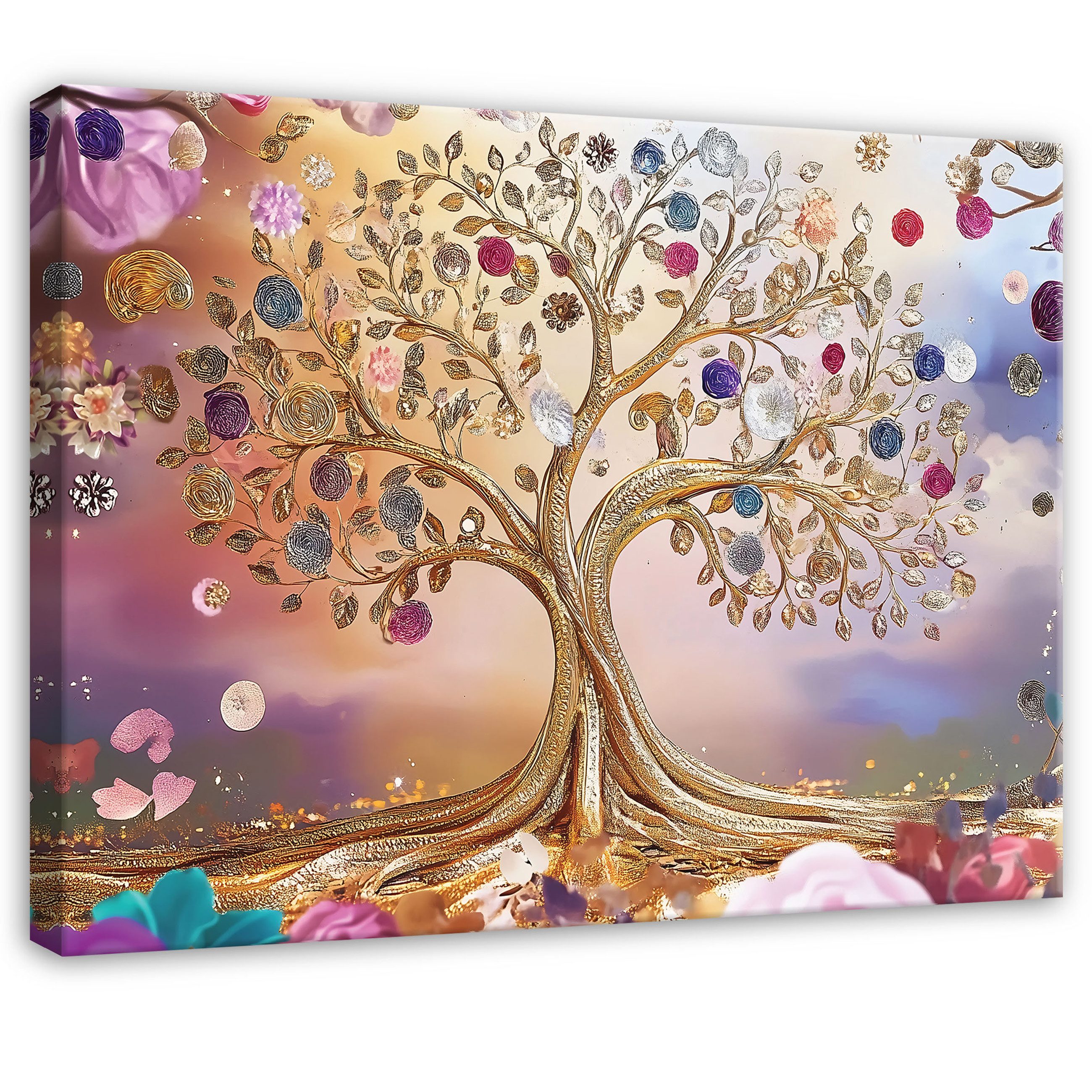 Wallarena Leinwandbild Abstrakt Baum Bunt Leinwand günstig online kaufen
