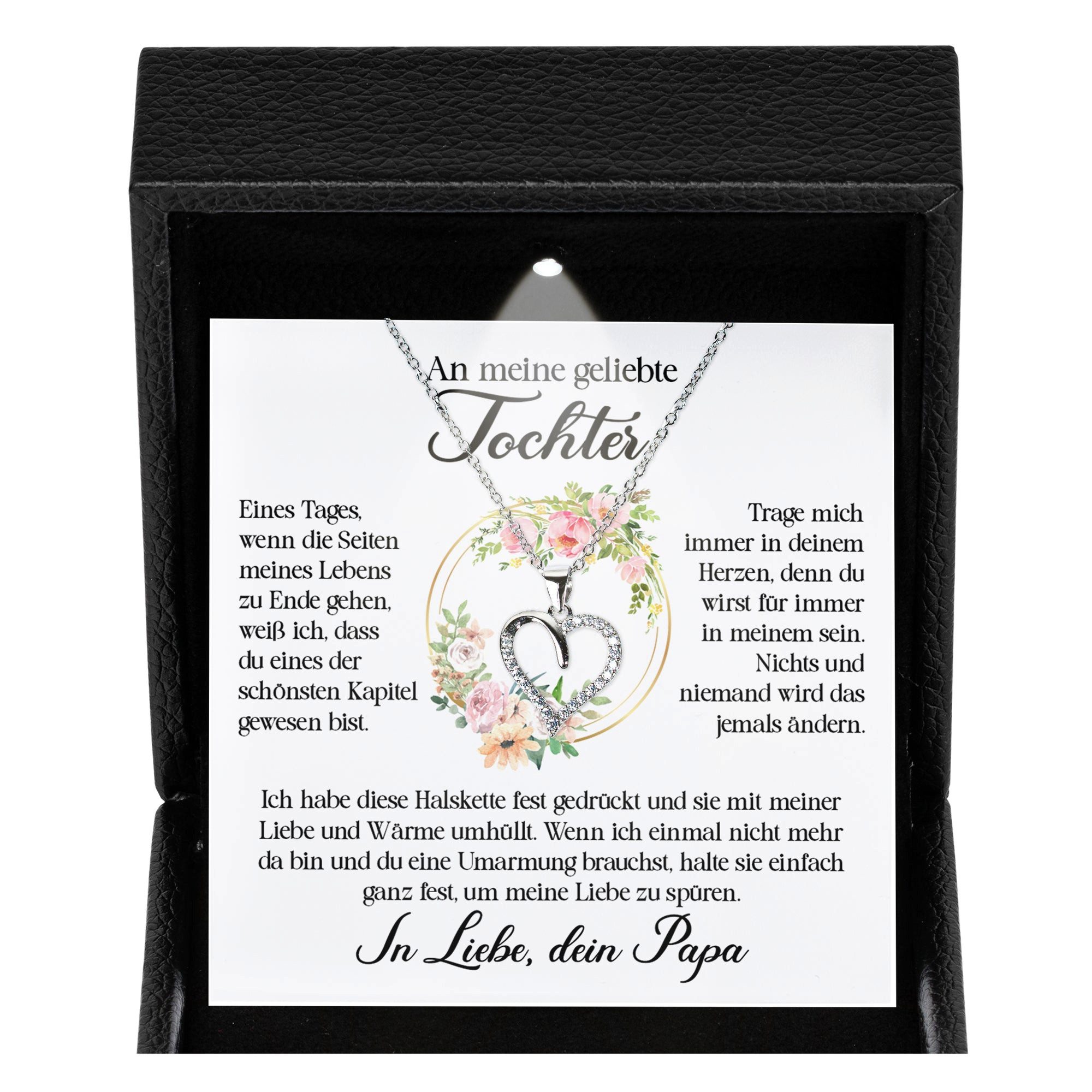 22Feels Schmuckset Geliebte Tochter Geschenk v. Papa Mädchen Frauen Schmuck Halskette Abi (Geschenkset), Silber 925/000, Geschenkset Made In Germany, Premium Licht Etui