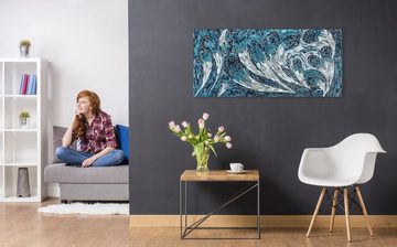 KUNSTLOFT Wandbild Reißender Strom 100x45 cm, handgefertiges Mosaik Wandrelief aus Glas