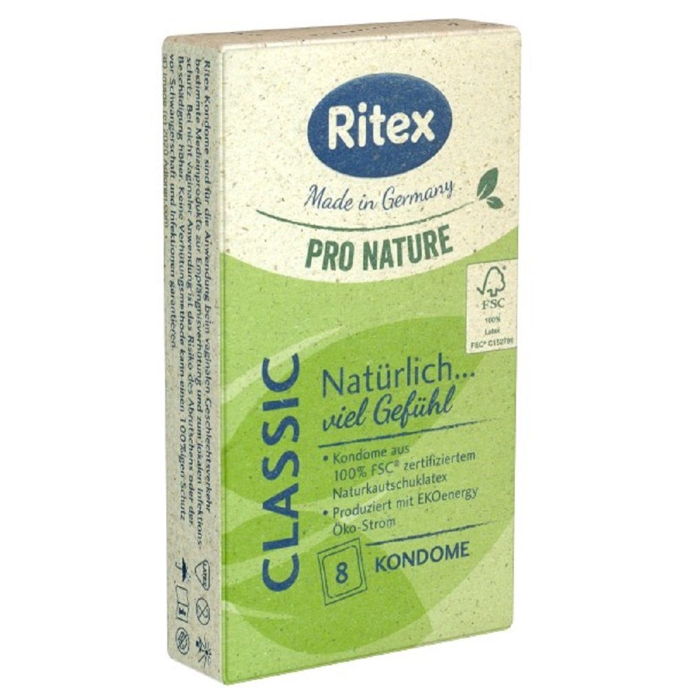 Ritex Kondome PRO NATURE Classic Packung mit, 8 St., umweltfreundliche und vegane Kondome für viel Gefühl