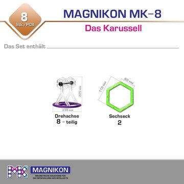 MAGNIKON Magnetspielbausteine Magnetische Bausteine MK-8 Das Karussell Erweiterung, (Baukasten, 8 St., Zusatzset), stabile Baumodelle