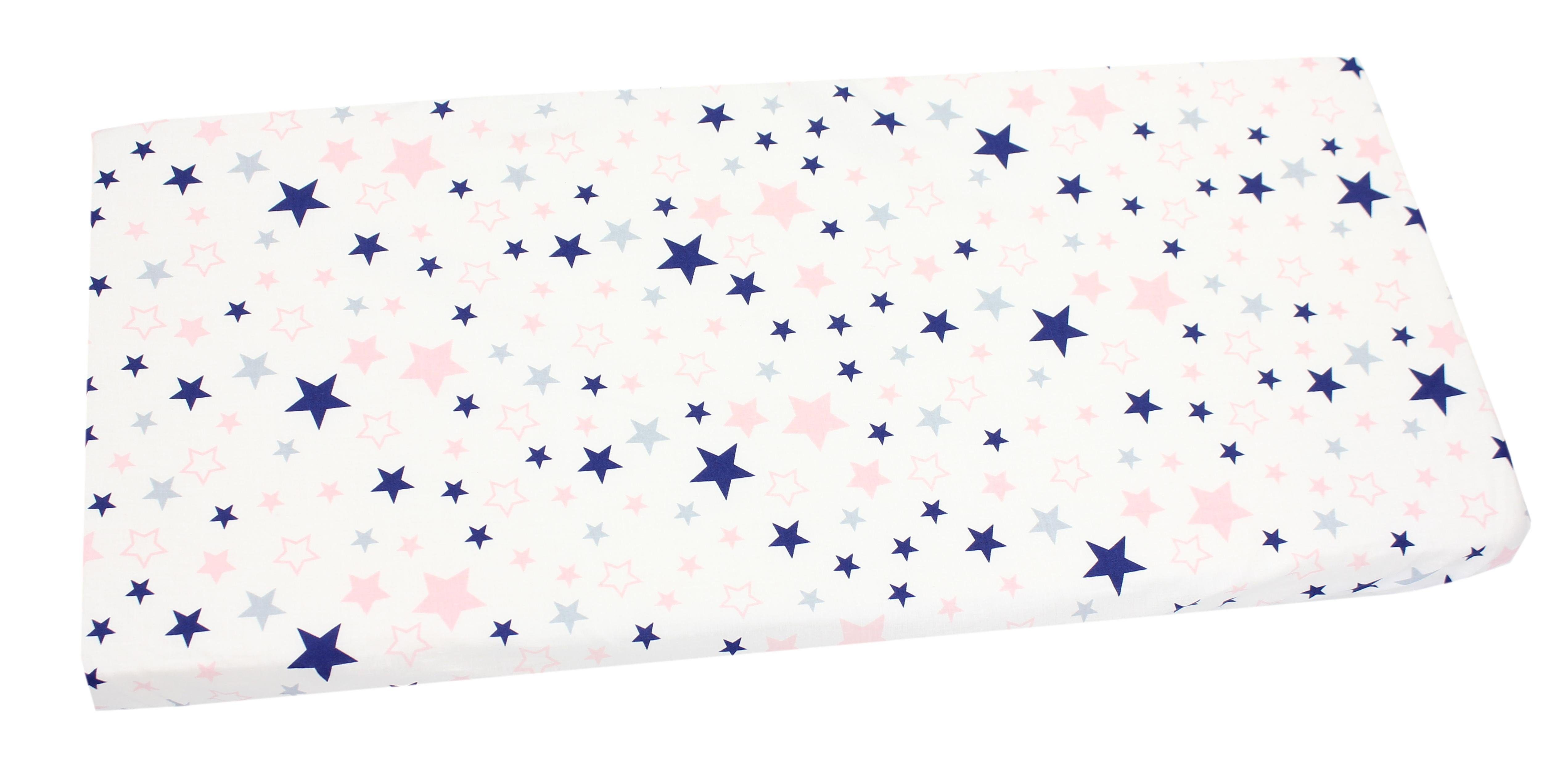 TupTam Baby Spannbettlaken mit Gummizug Gemustert Größe 70 x 140 cm Farbe Sterne Blau/Weiß 