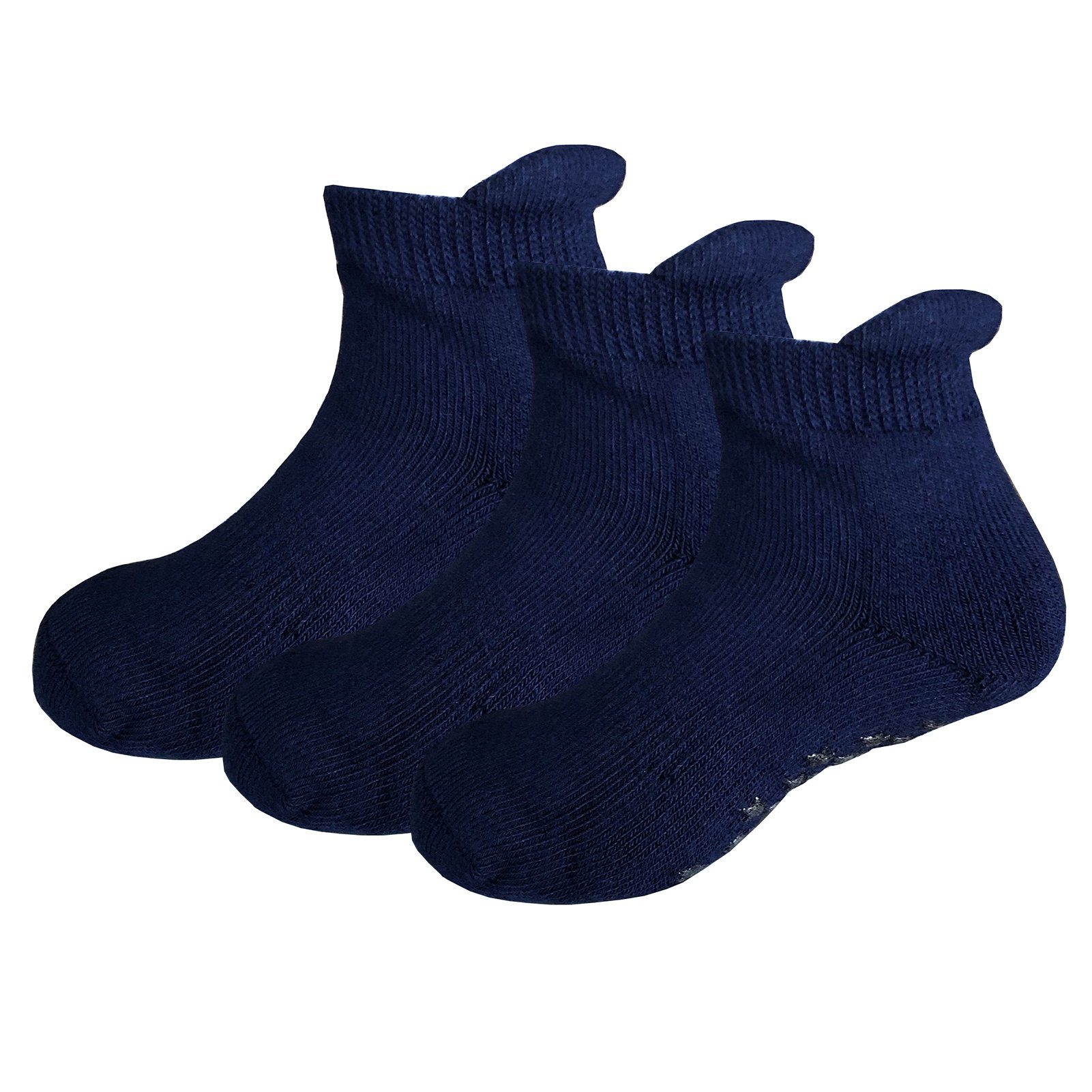 Yalion Arbeitssocken Babysocken (3-Paar) Anti-Rutsch-Socken Weiche Kinder Baumwoll Socke Atmungsaktiv und warm Navy blau
