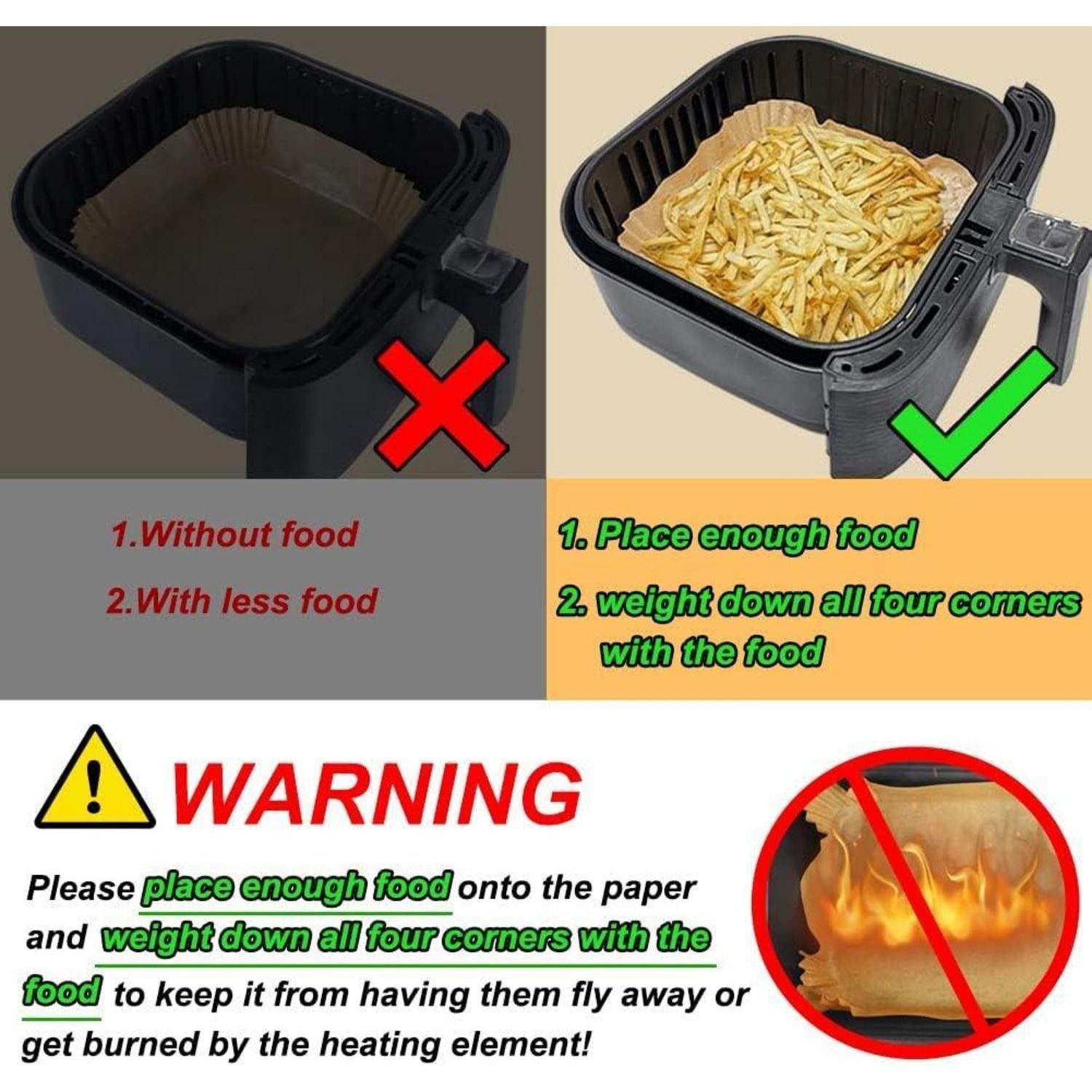 LuxusKollektion Backpapier Backpapier Airfryer Heißluftfritteuse Zubehör 100Stück für 3.8L-5L