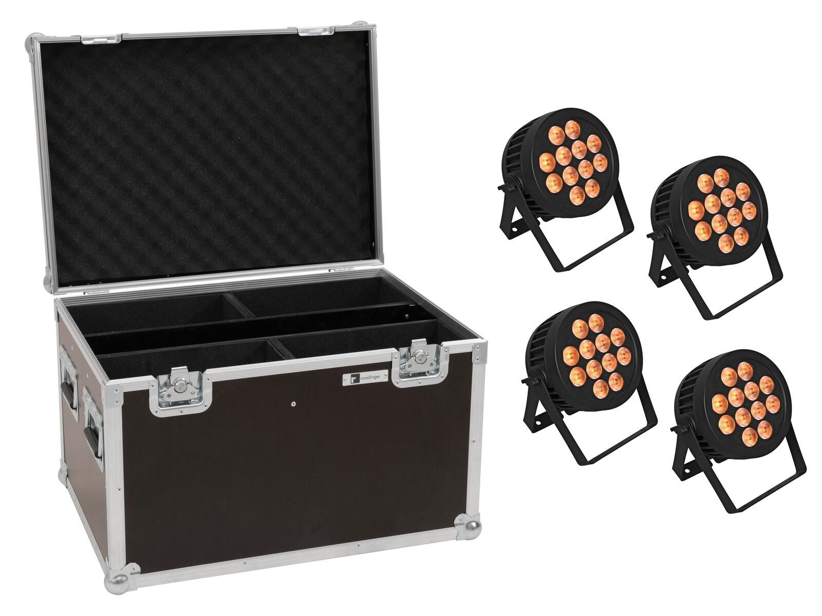 Discolicht EUROLITE Set 4x LED IP PAR 12x8W QCL Spot + Case