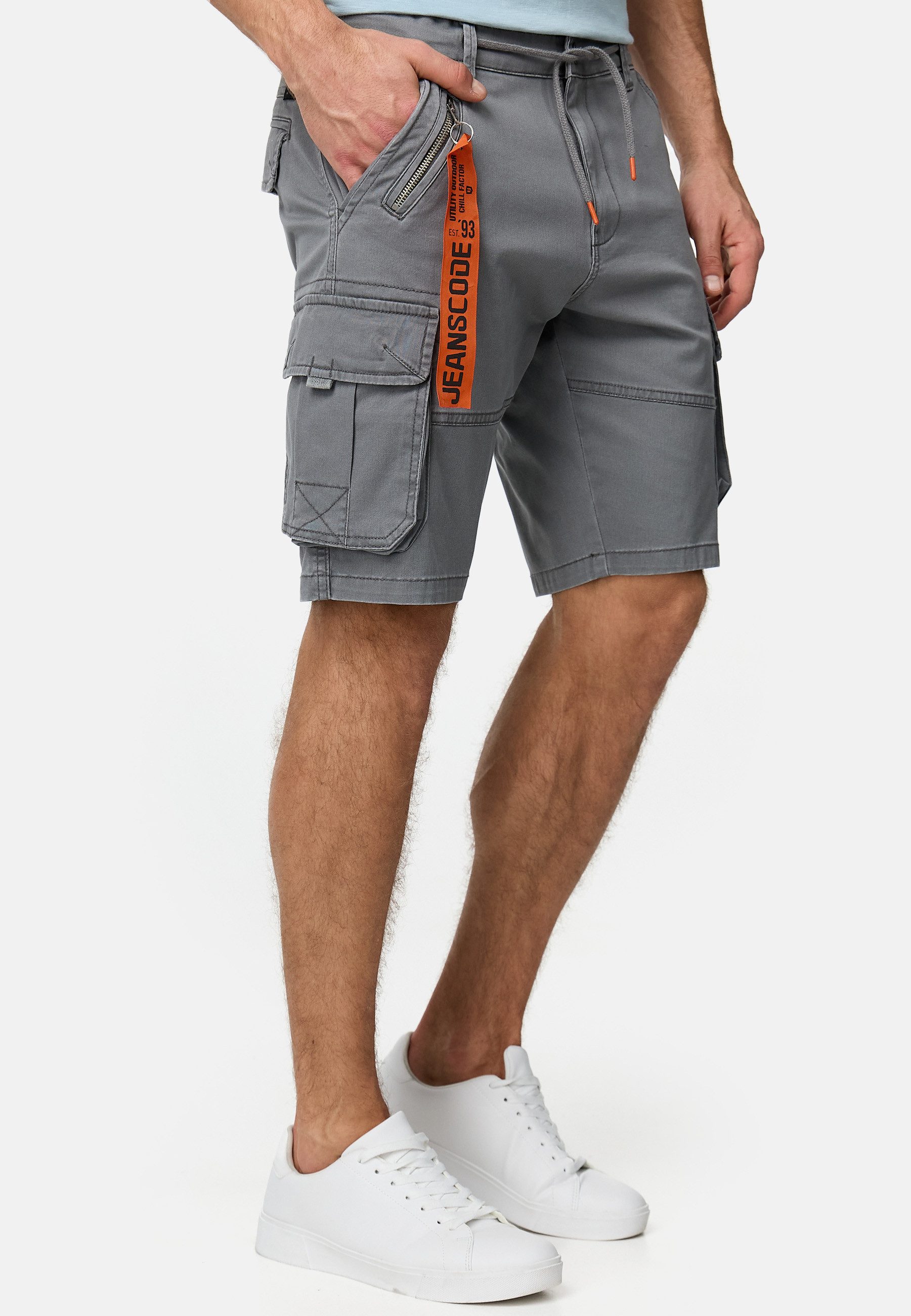 Indicode Cargoshorts Herren INArnold Cargo Shorts Herrenshorts mit 6 Taschen und Kordelzug