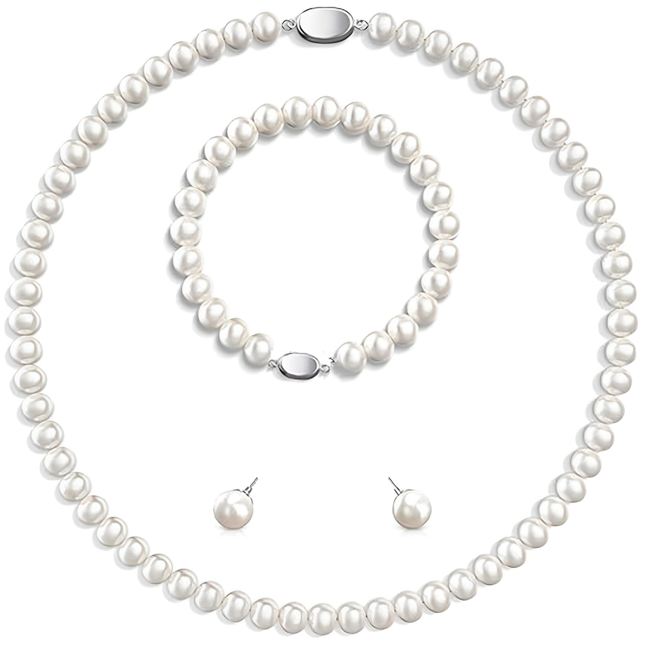 ibettertec Perlenketten-Set Muschel Perlenkette Armband Ohrringe günstig online kaufen