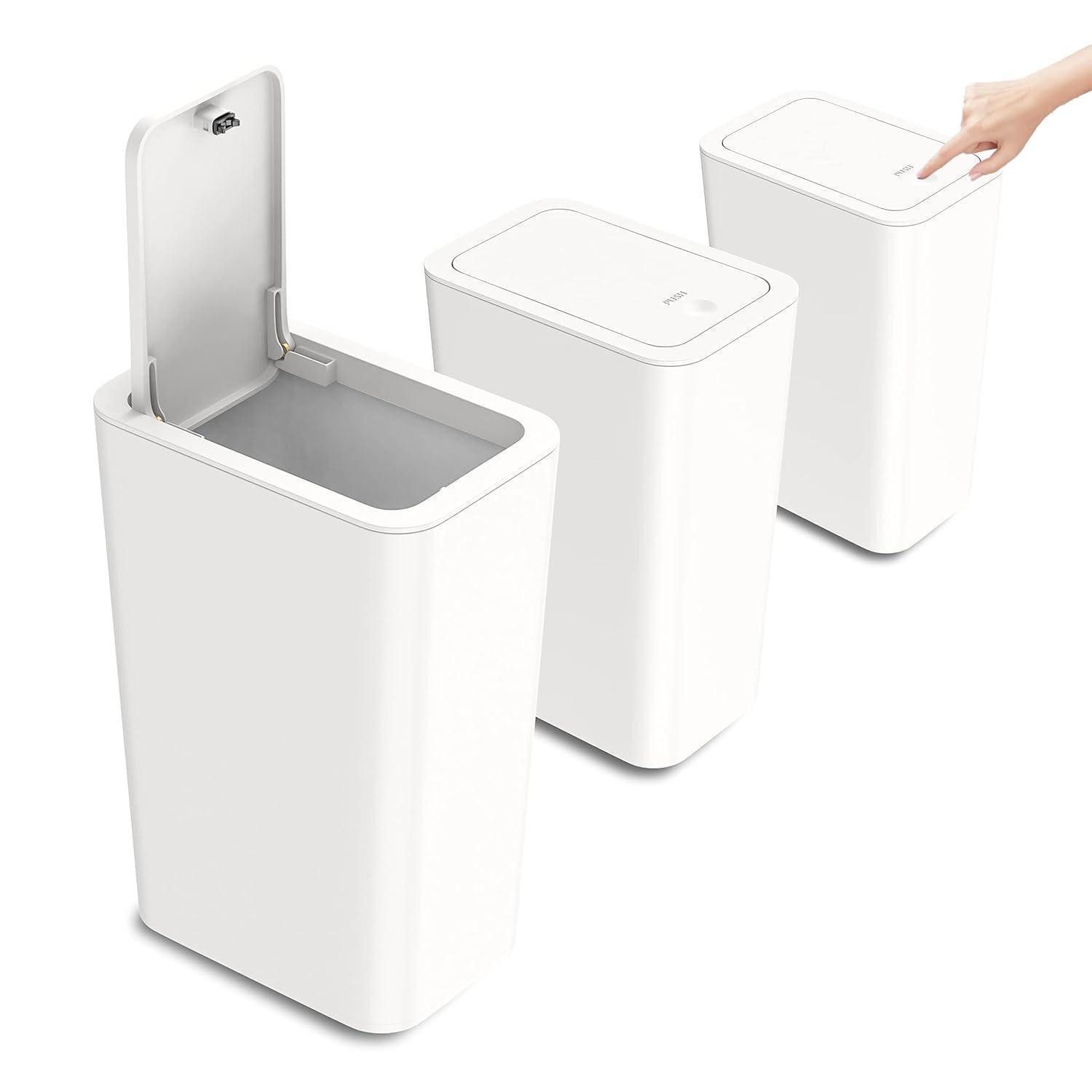 LuxusKollektion Mülleimer Mülleimer Bad/Küche 10L Weiß mit Deckel