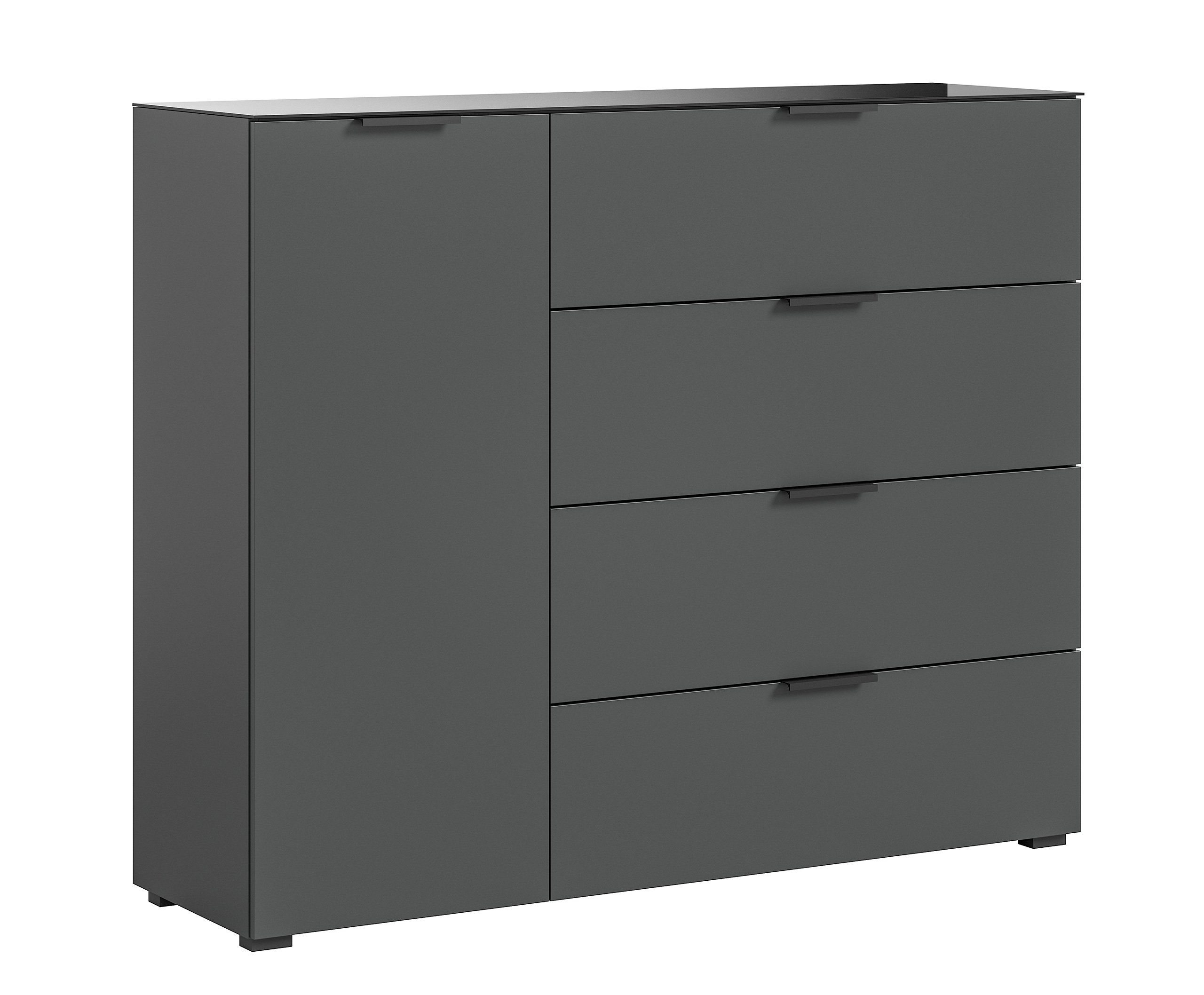 Newroom Kommode Anthrazit 112 cm, Kommode Anthrazit Sideboard Highboard Modern Zeitlos Wohnzimmer Sch...