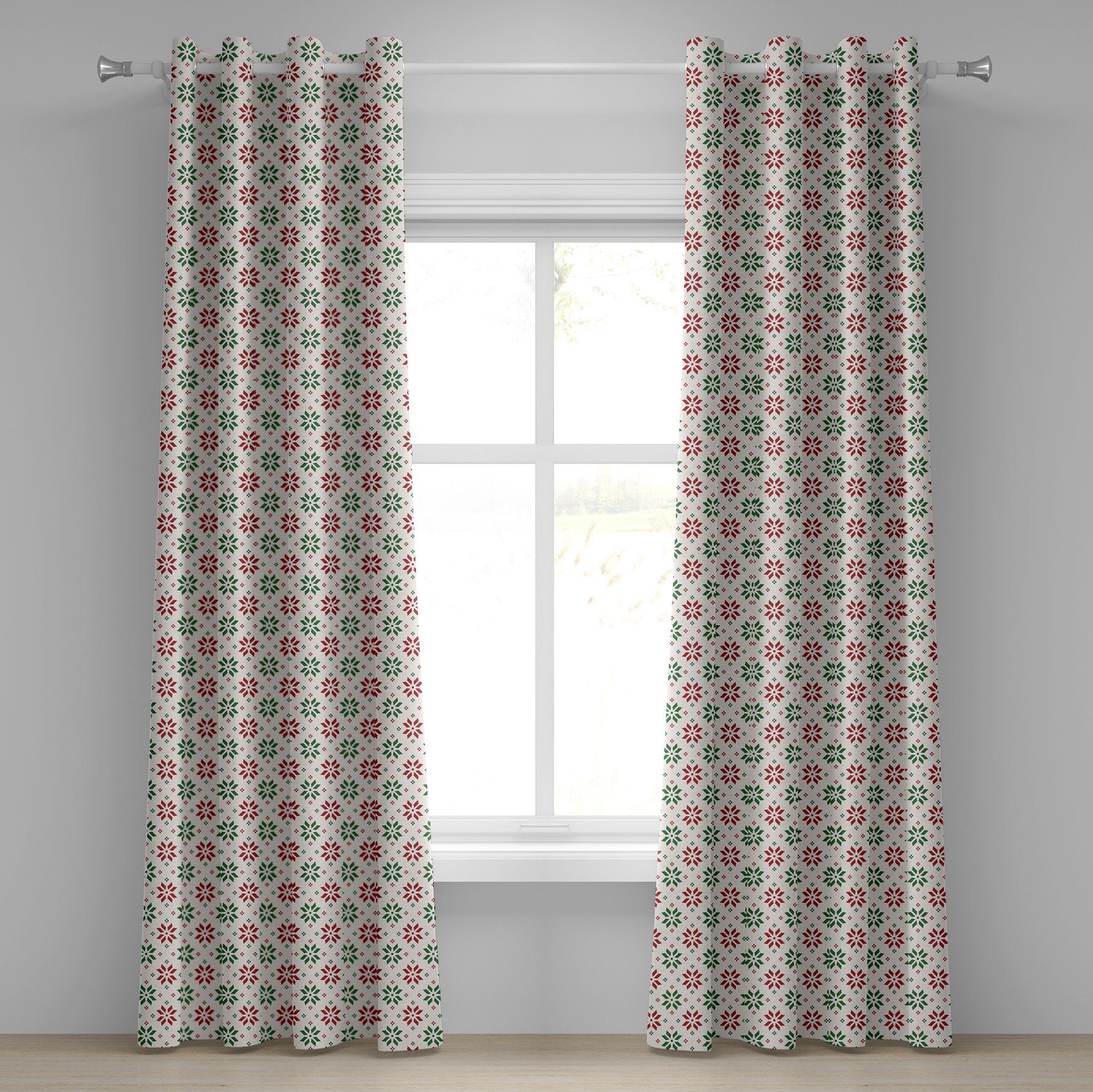 für Abakuhaus, 2-Panel-Fenstervorhänge Dekorative Wohnzimmer, Rose Gardine Norwegian Schlafzimmer Weihnachten