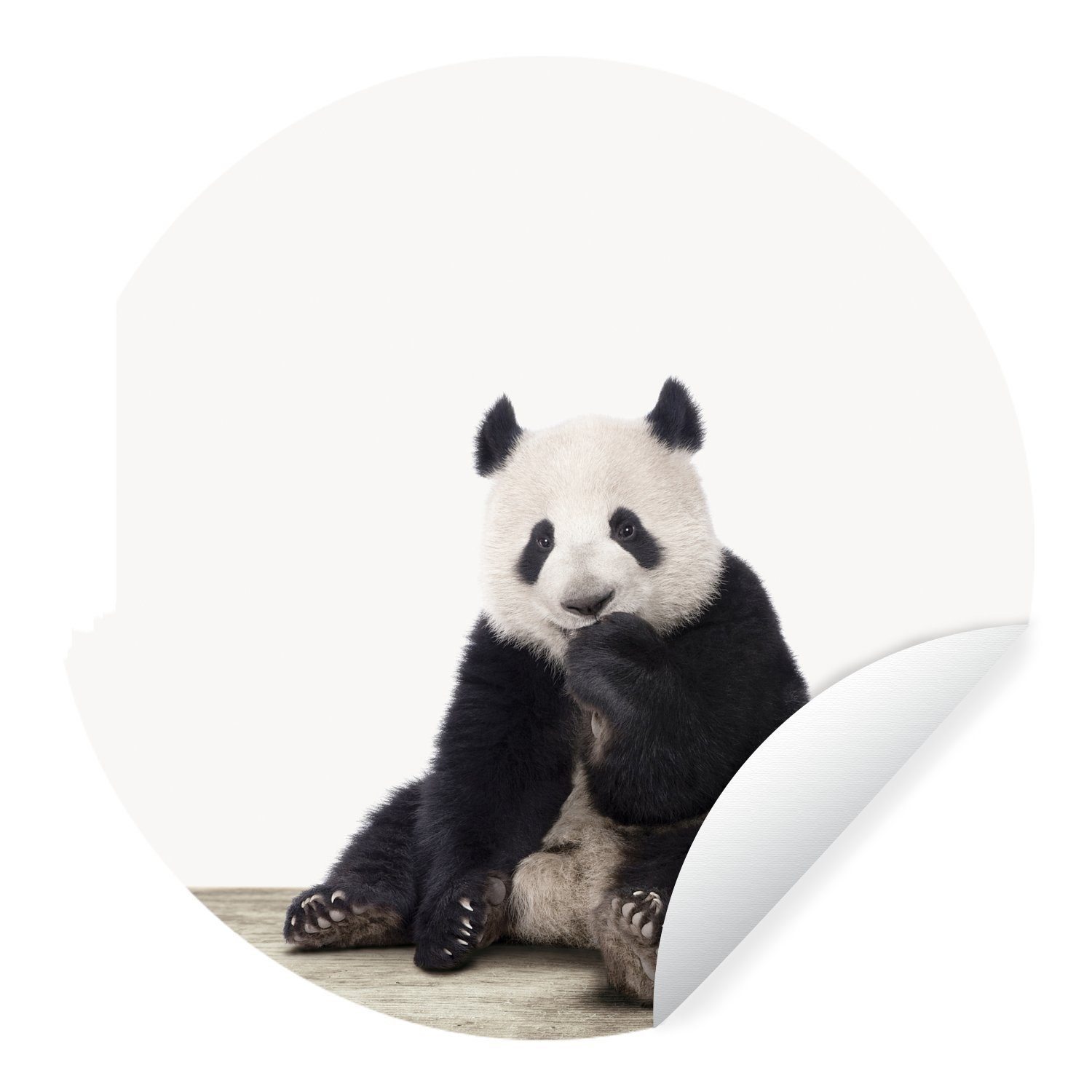 MuchoWow Wandsticker Tiere - Panda - Schwarz - Weiß (1 St), Tapetenkreis für Kinderzimmer, Tapetenaufkleber, Rund, Wohnzimmer