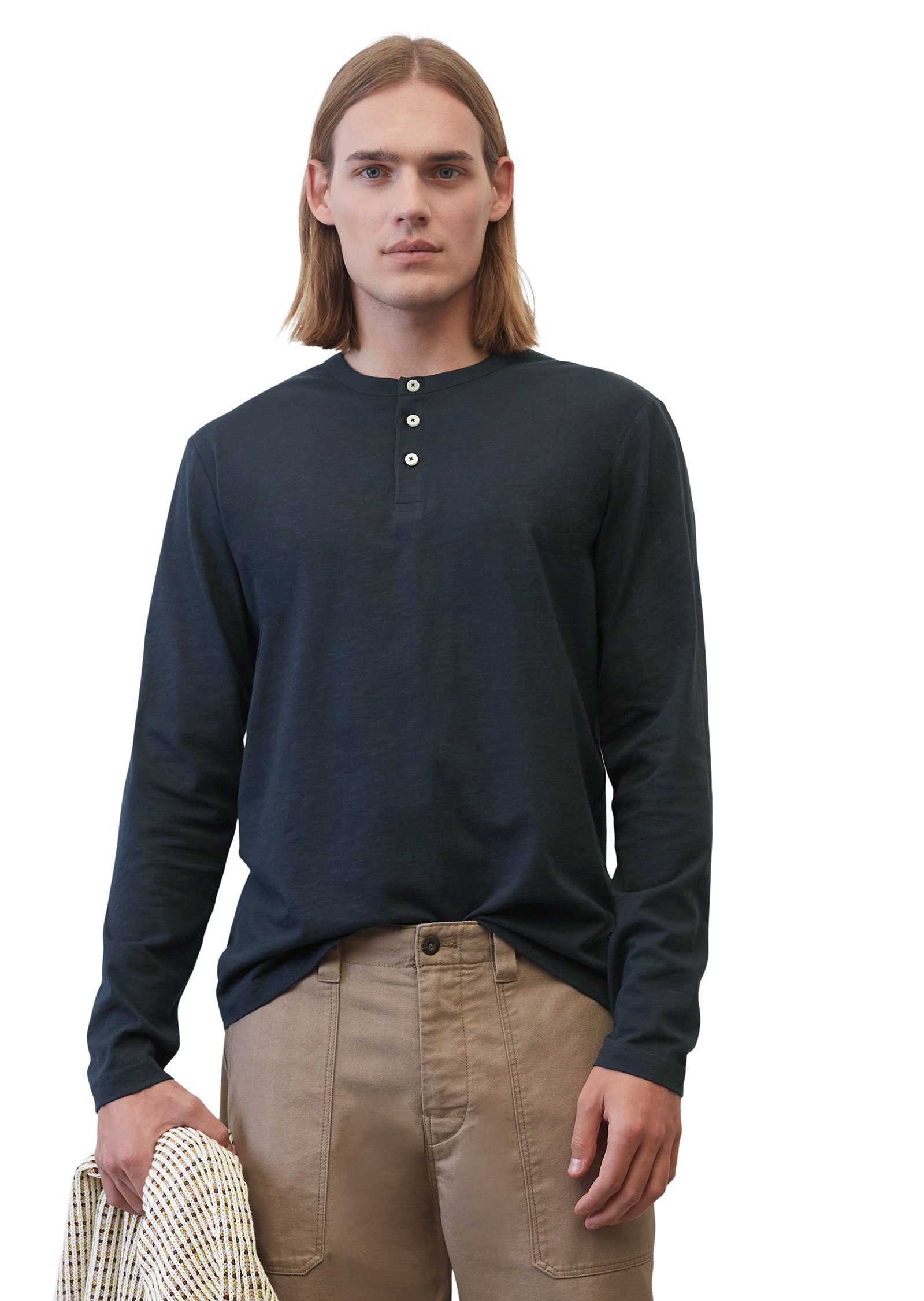 Marc O'Polo Langarmshirt aus reiner Bio-Baumwolle blau