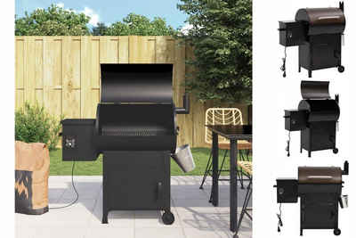 vidaXL Holzkohlegrill Pelletgrill mit Schornstein Schwarz 104 cm Eisen