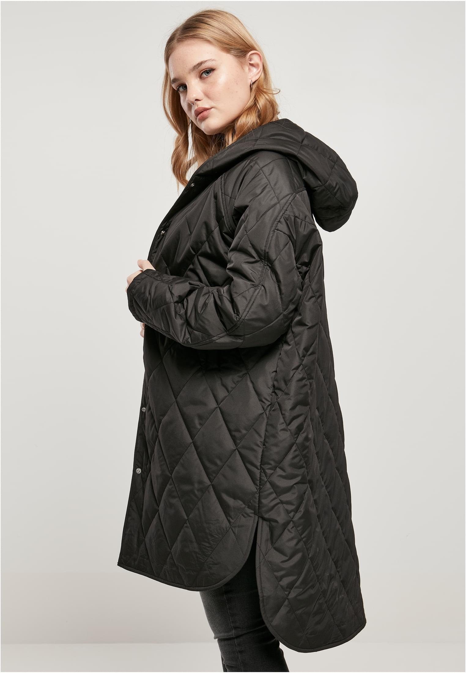 URBAN CLASSICS Outdoorjacke Damen Ladies Coat Quilted Diamond Hooded Oversized (1-St)