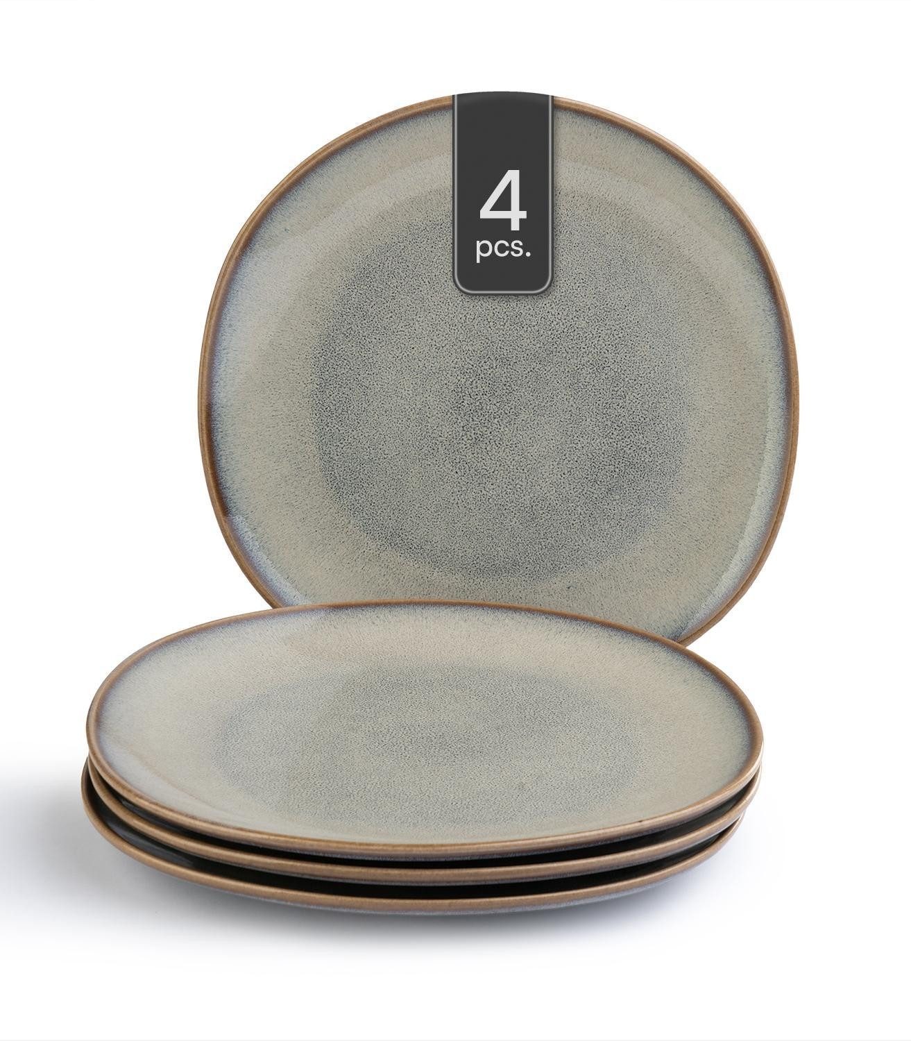 Villeroy & Boch Speiseteller LAVE, Beige, Grau, Ø 28 cm, Steingut, (4 St), Reaktivglasur, Made in Germany