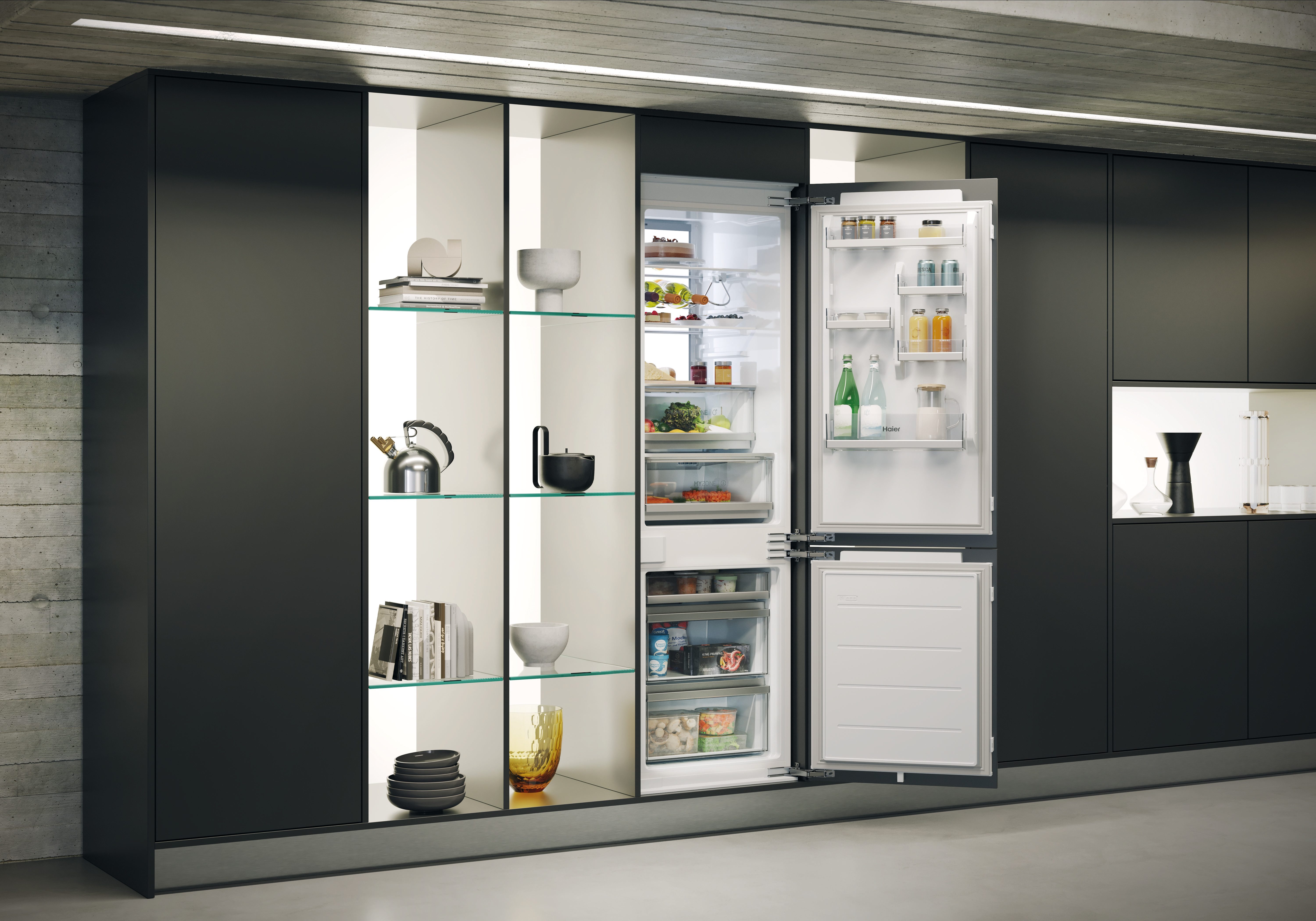 Haier Einbaukühlgefrierkombination Titanium Series 6 HBW7518CF, 177,2 cm hoch, 54 cm breit, MyZone und Humidity Zone für längere Haltbarkeit von Obst und Gemüse