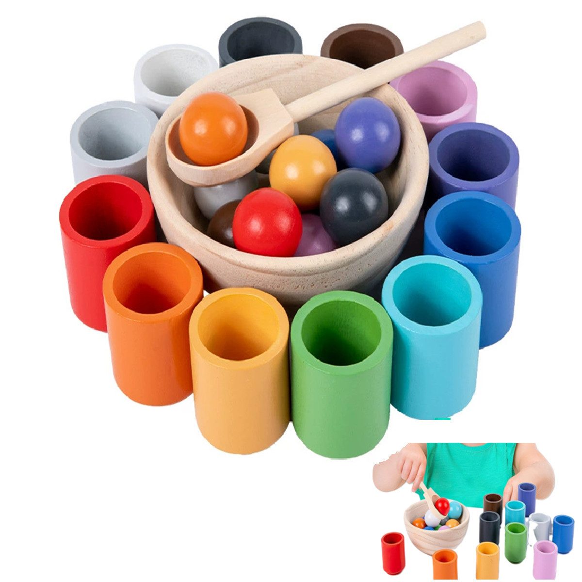 Novzep Lernspielzeug Hochwertiges Holzspielzeug Montessori-Farblernspiele günstig online kaufen