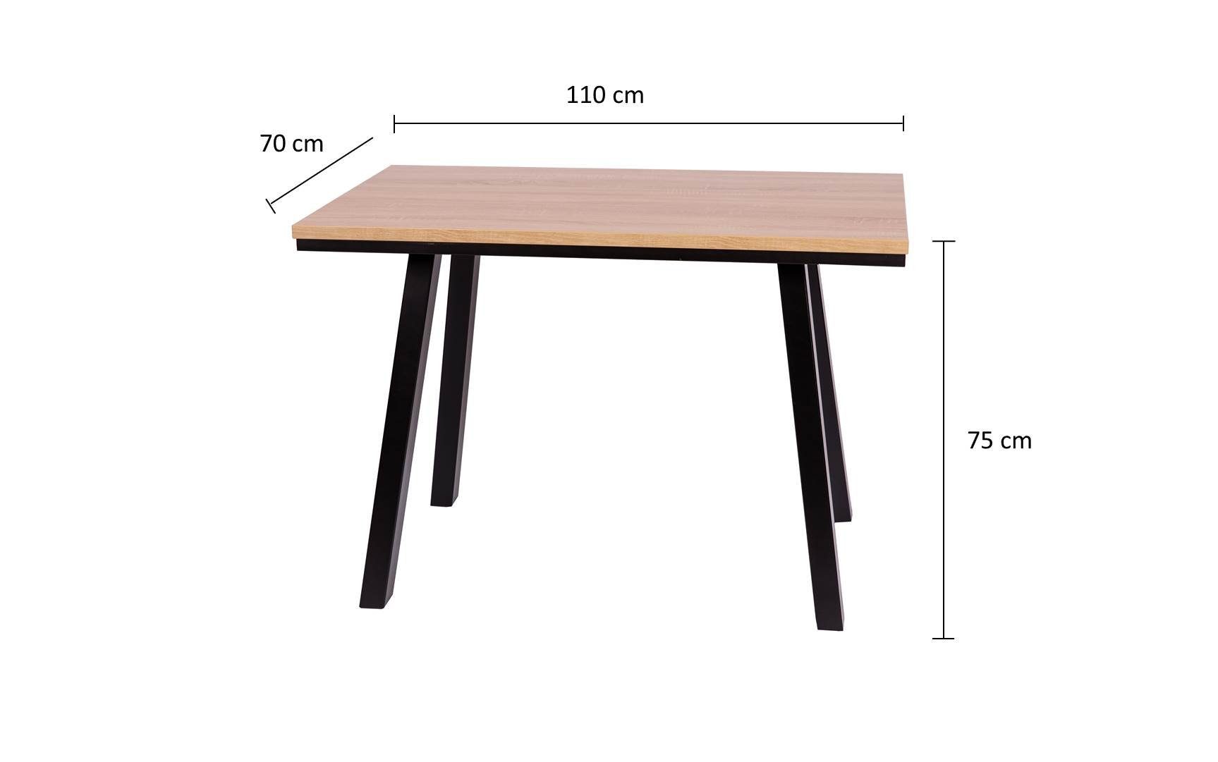 Tischfüße schwarz lackiert massiv 'Der home kundler Elegante' Esstisch 110x70cm,
