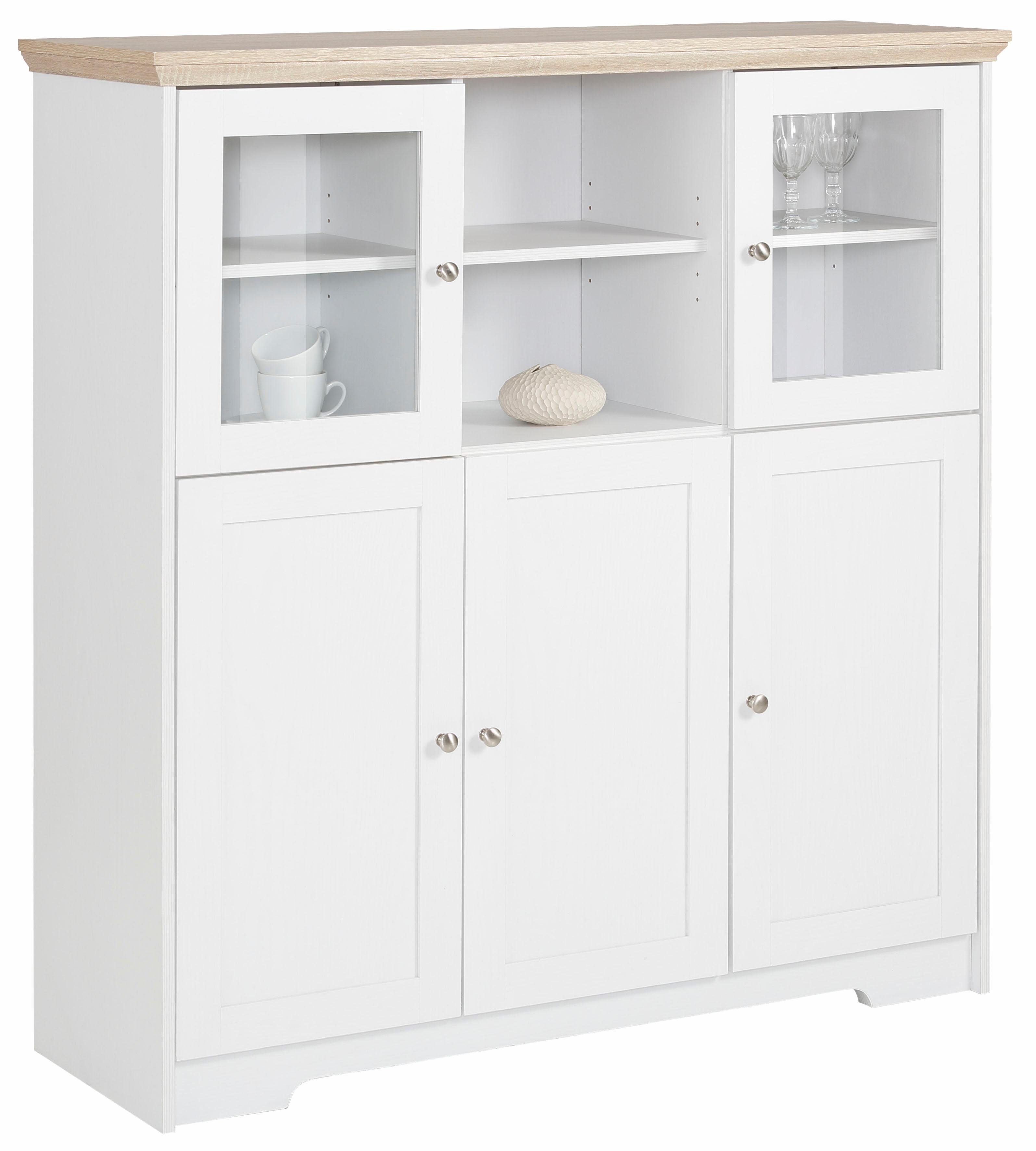 Home affaire Highboard Nanna, Vitrine in Eichen-Optik, Breite 118 cm