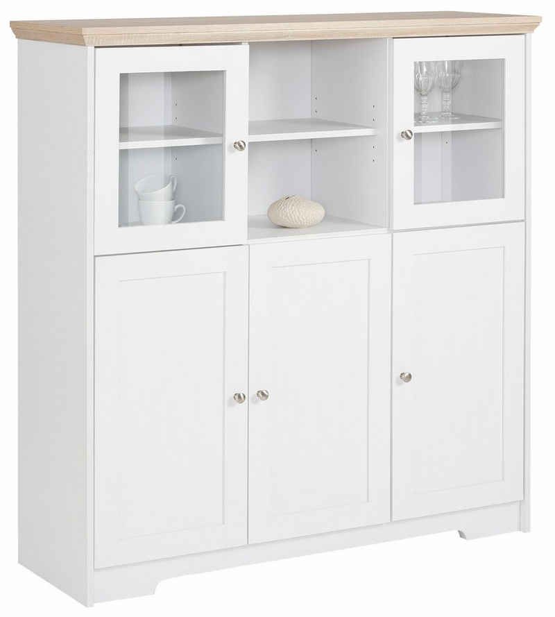 Home affaire Highboard Nanna, in duroplastischer Oberfläche Folien Eichen-Optik, Breite 118 cm