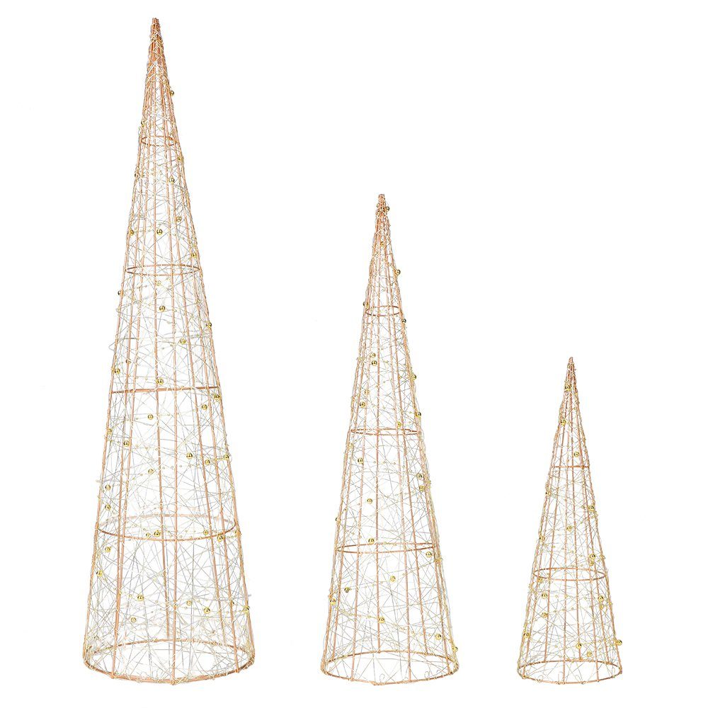 Baum Pyramiden Lichtpyramide integriert, Pyramiden LED-Beleuchtung LED Größen 3er mit in Leucht LED-Bäume, LED XIIW warmweiss, fest Warmweiß 80/60/40CM, 3 90 Weihnachtsdeko,