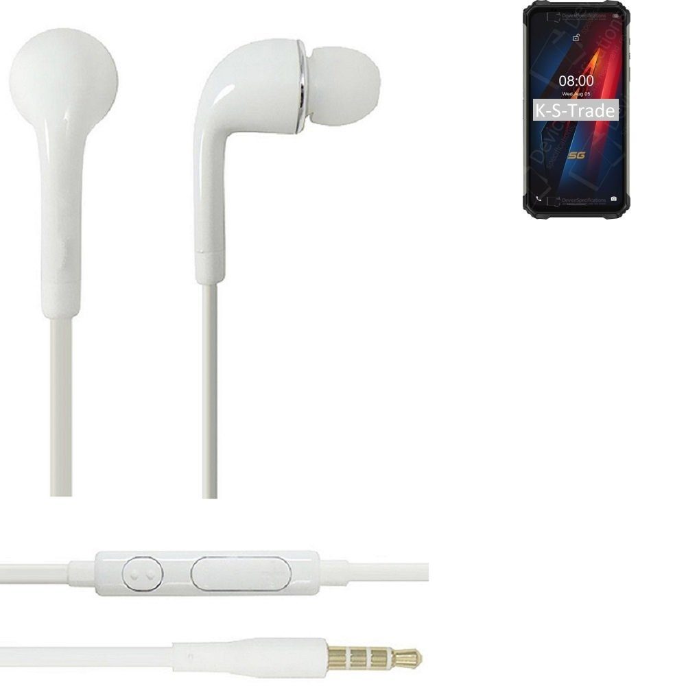 K-S-Trade für Ulefone Armor 8 5G In-Ear-Kopfhörer (Kopfhörer Headset mit Mikrofon u Lautstärkeregler weiß 3,5mm)